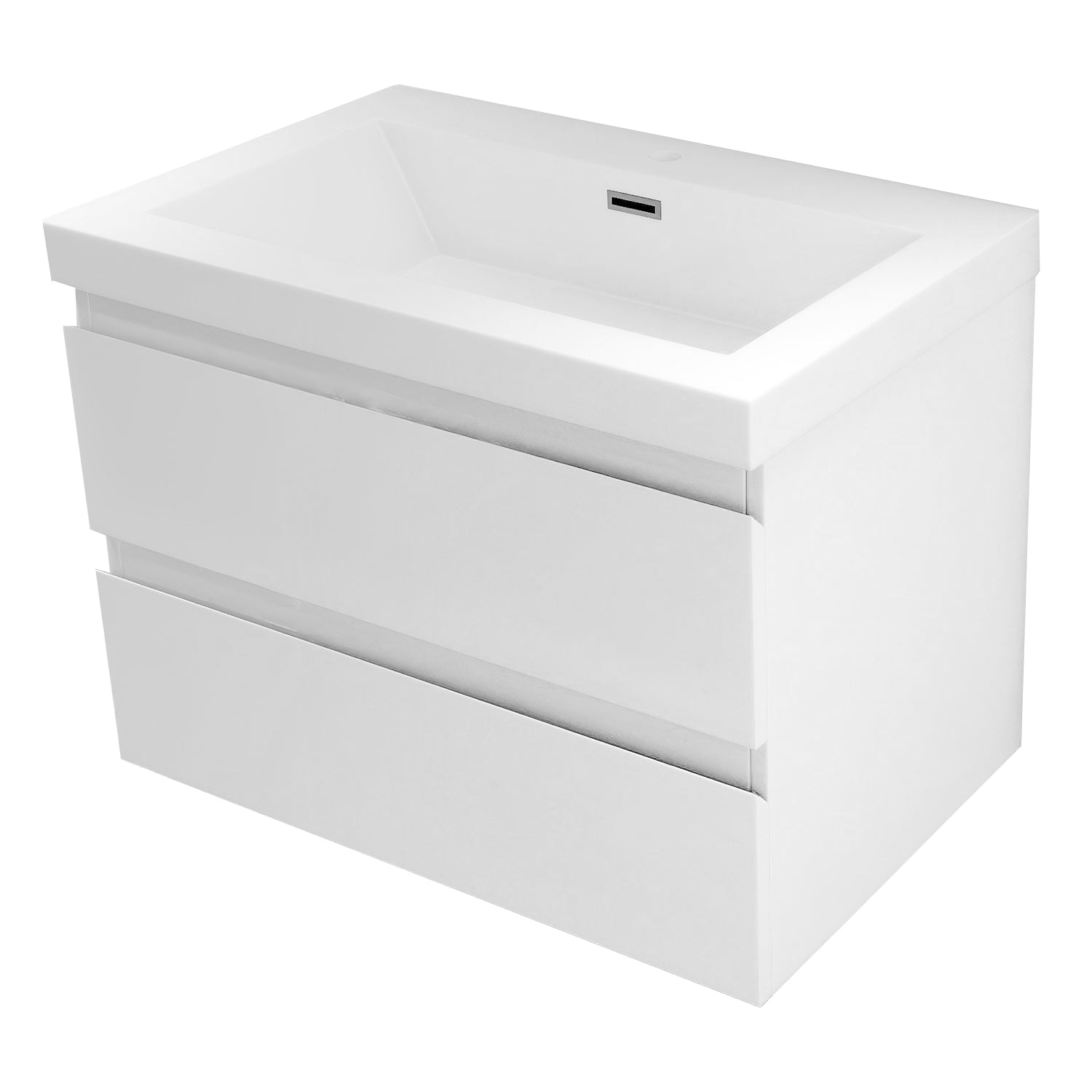 Wall-Mounted 2-drawer Bathroom Vanity Set with Integrated Resin Sink