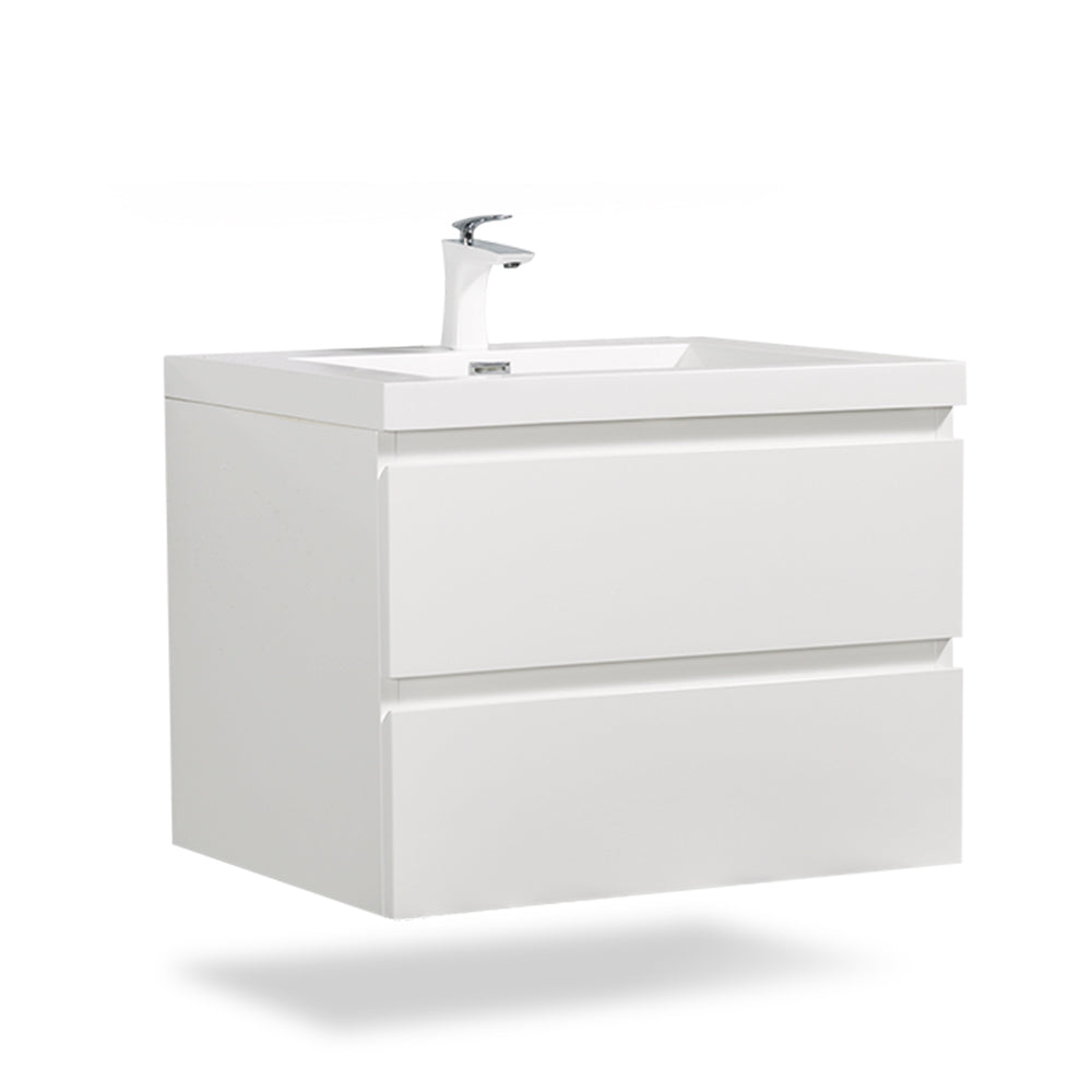 Wall-Mounted 2-drawer Bathroom Vanity Set with Integrated Resin Sink