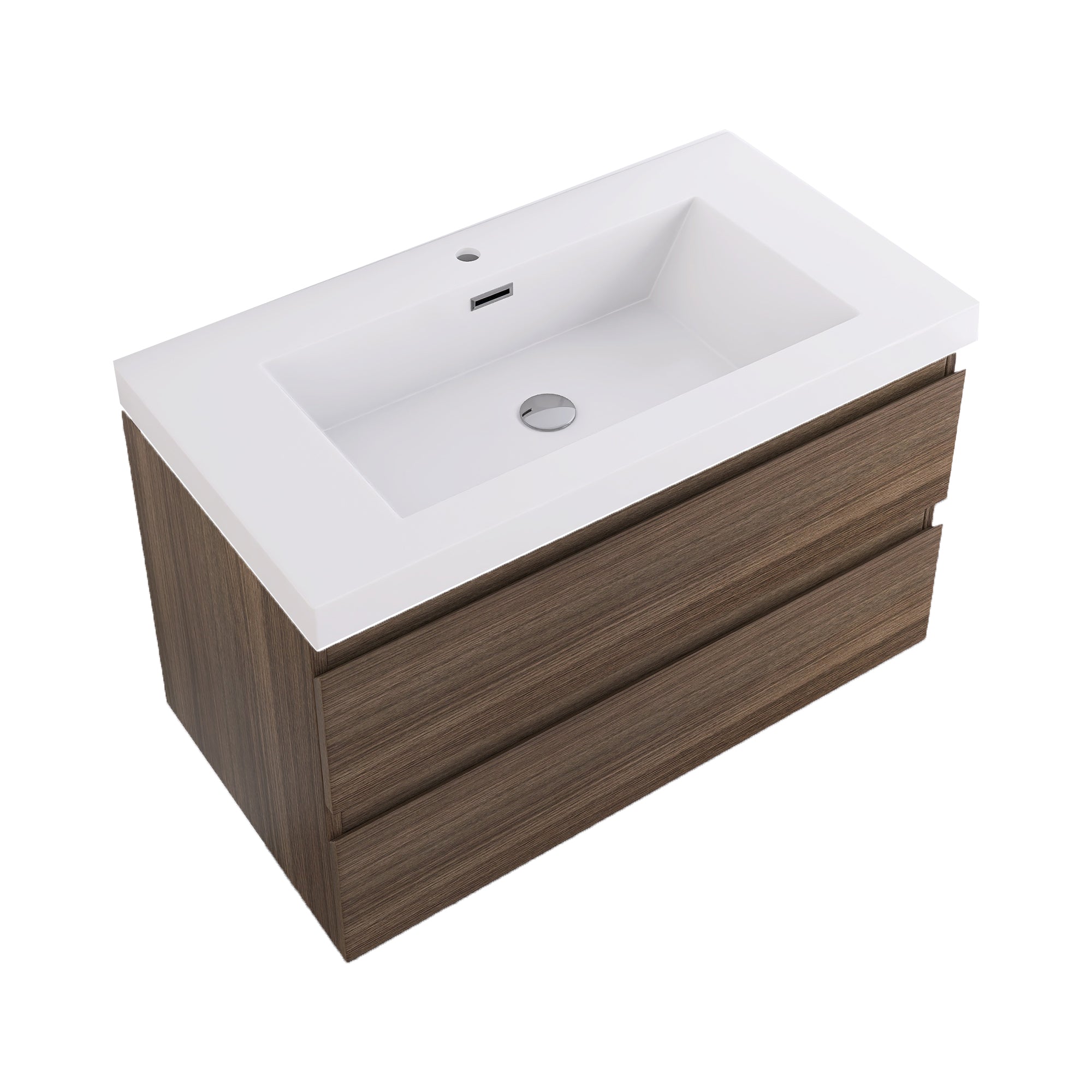 Wall-Mounted 2-drawer Bathroom Vanity Set with Integrated Resin Sink