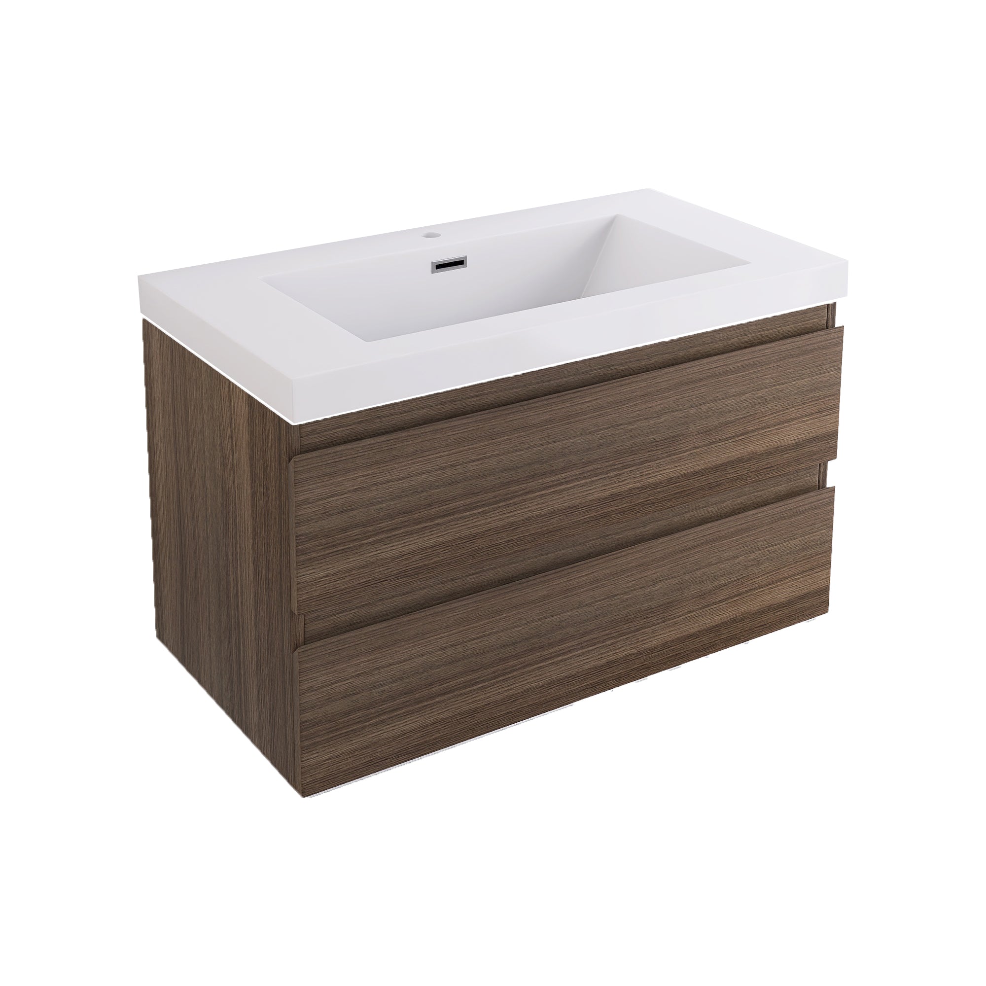 Wall-Mounted 2-drawer Bathroom Vanity Set with Integrated Resin Sink