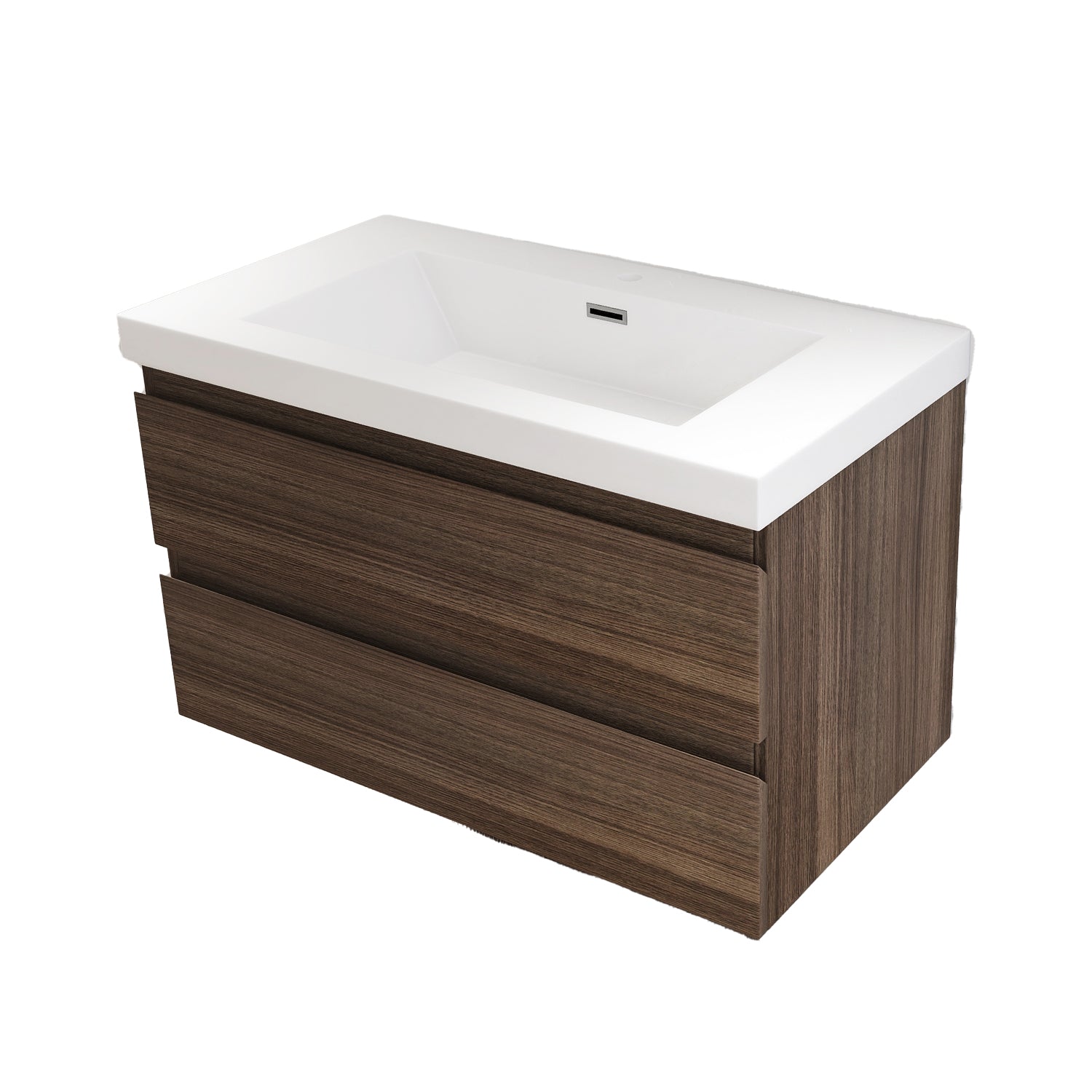 Wall-Mounted 2-drawer Bathroom Vanity Set with Integrated Resin Sink