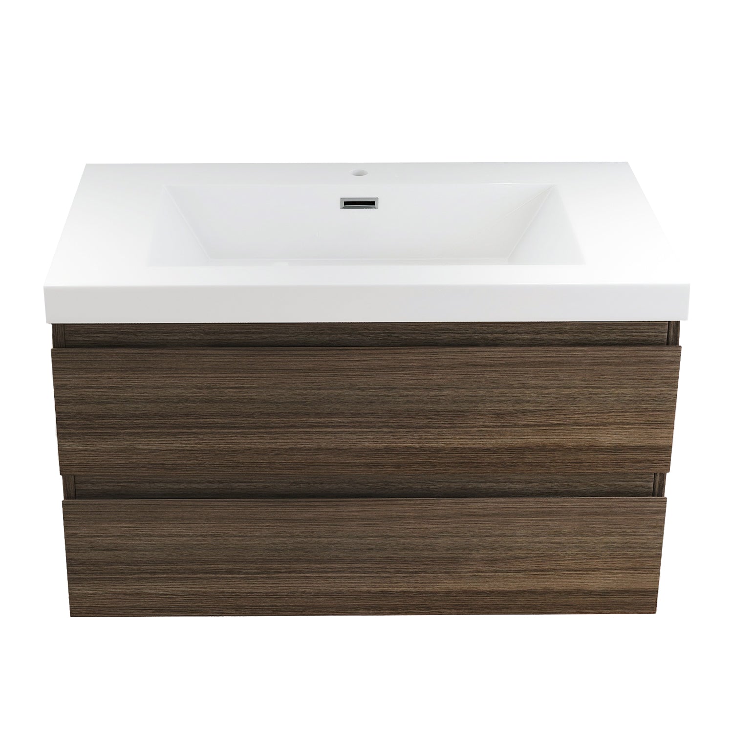 Wall-Mounted 2-drawer Bathroom Vanity Set with Integrated Resin Sink