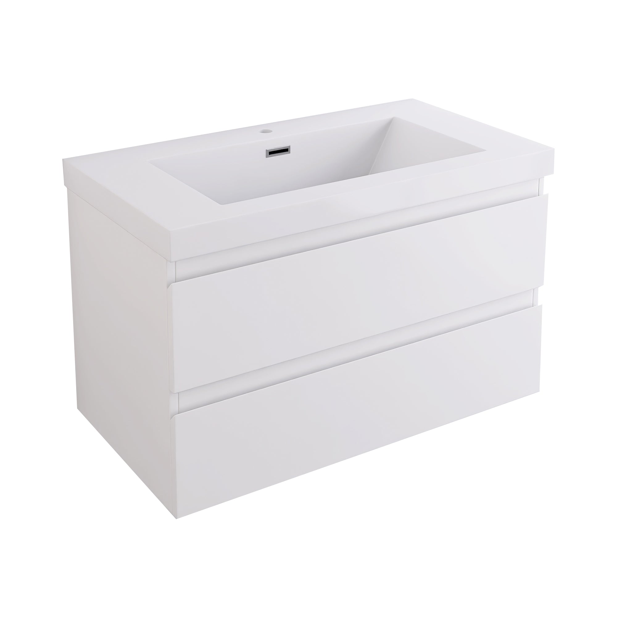 Wall-Mounted 2-drawer Bathroom Vanity Set with Integrated Resin Sink