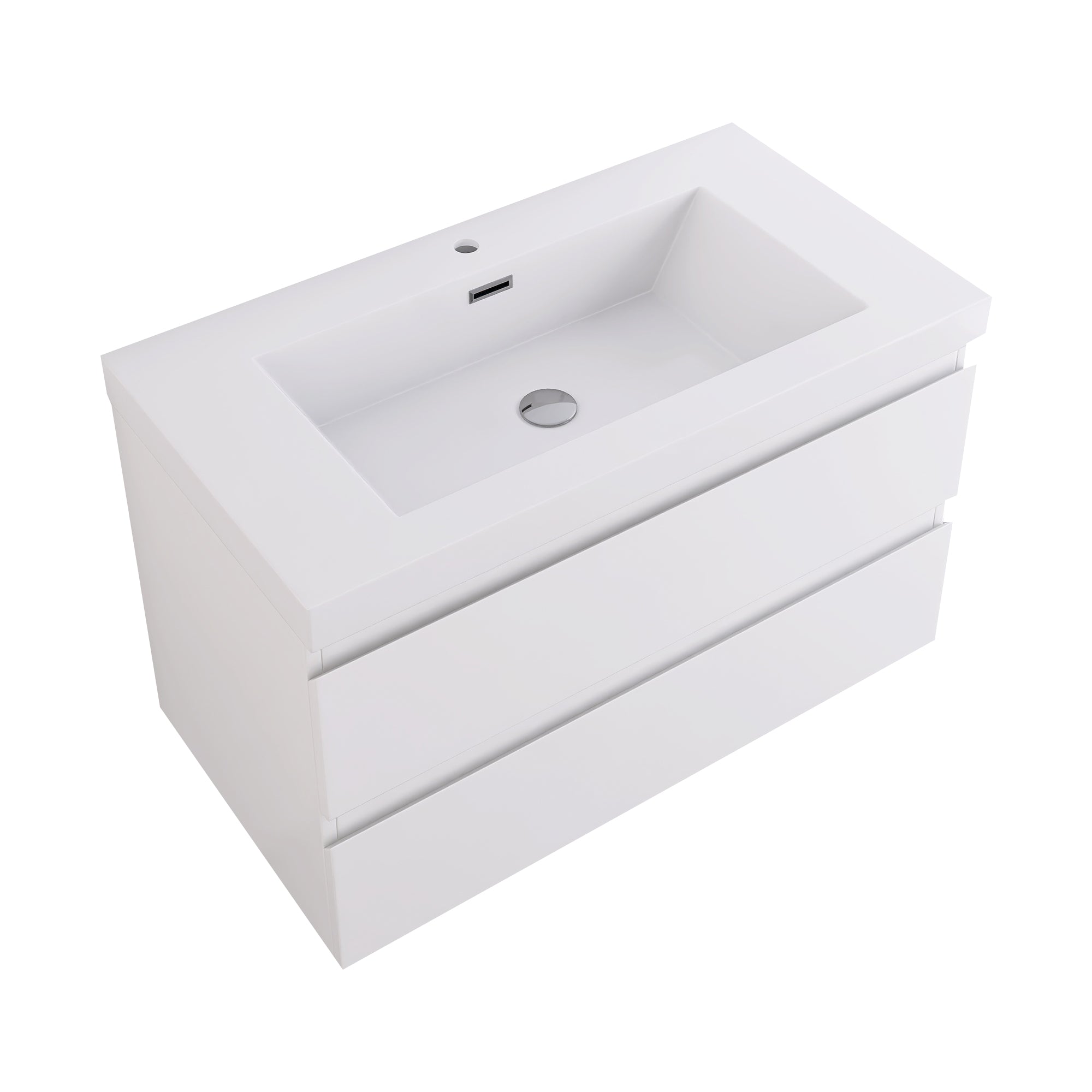 Wall-Mounted 2-drawer Bathroom Vanity Set with Integrated Resin Sink