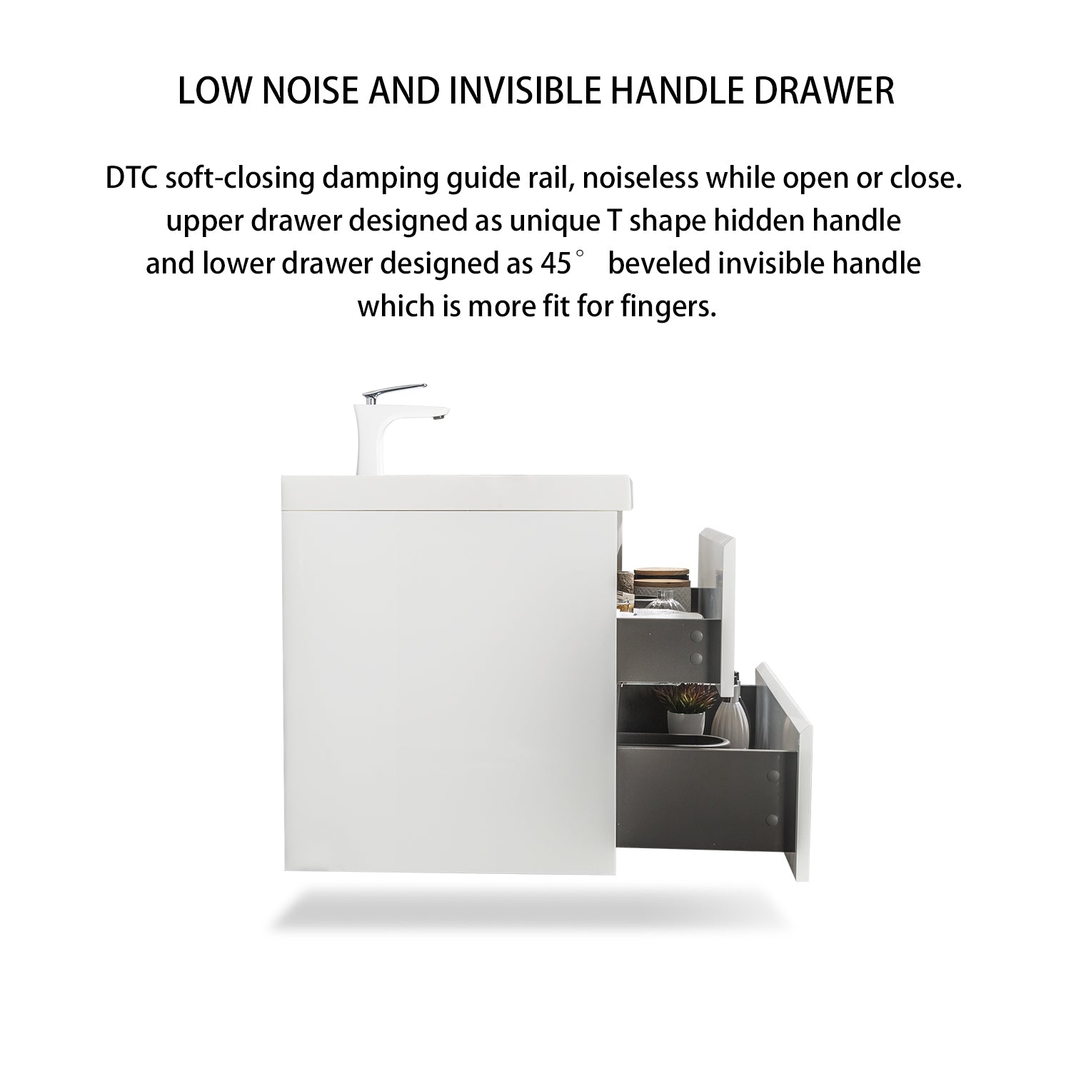 Wall-Mounted 2-drawer Bathroom Vanity Set with Integrated Resin Sink