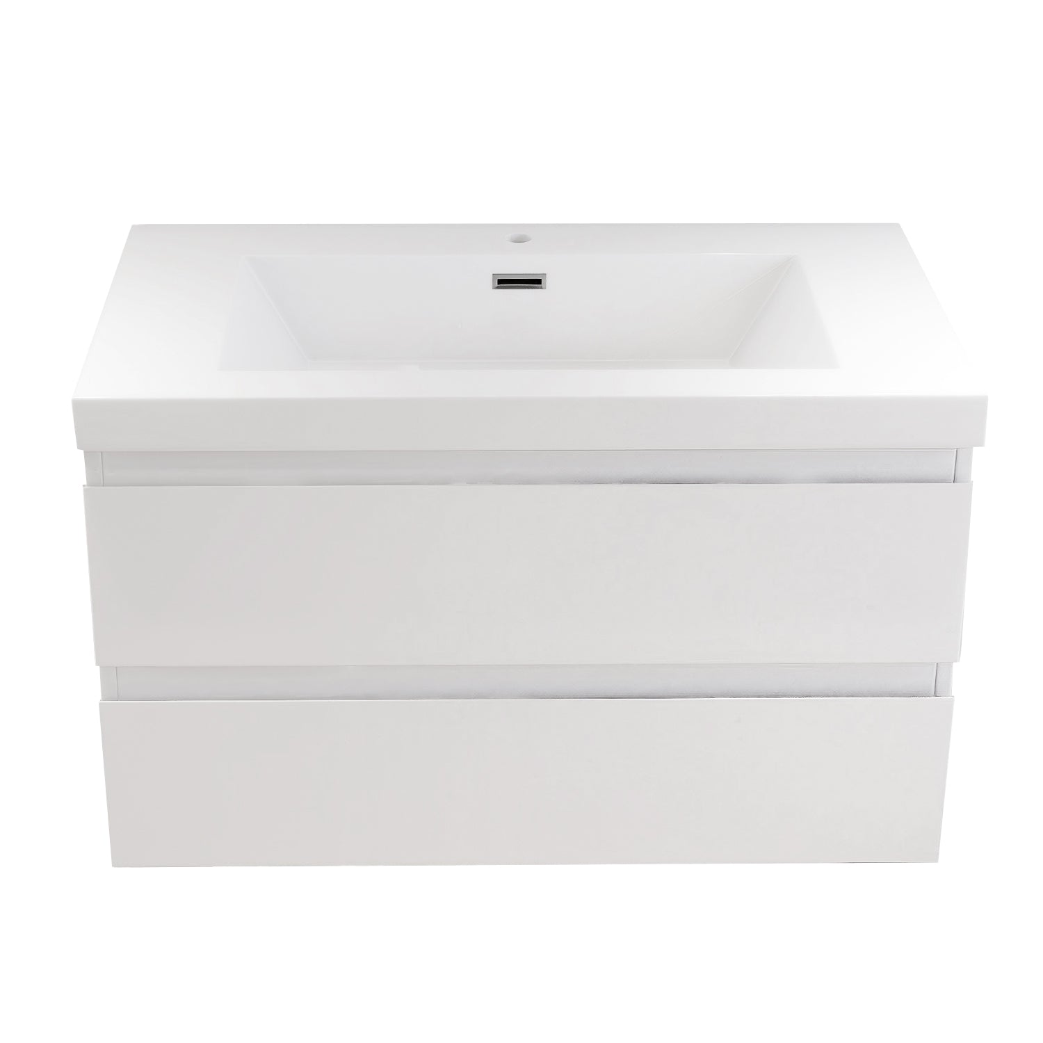 Wall-Mounted 2-drawer Bathroom Vanity Set with Integrated Resin Sink