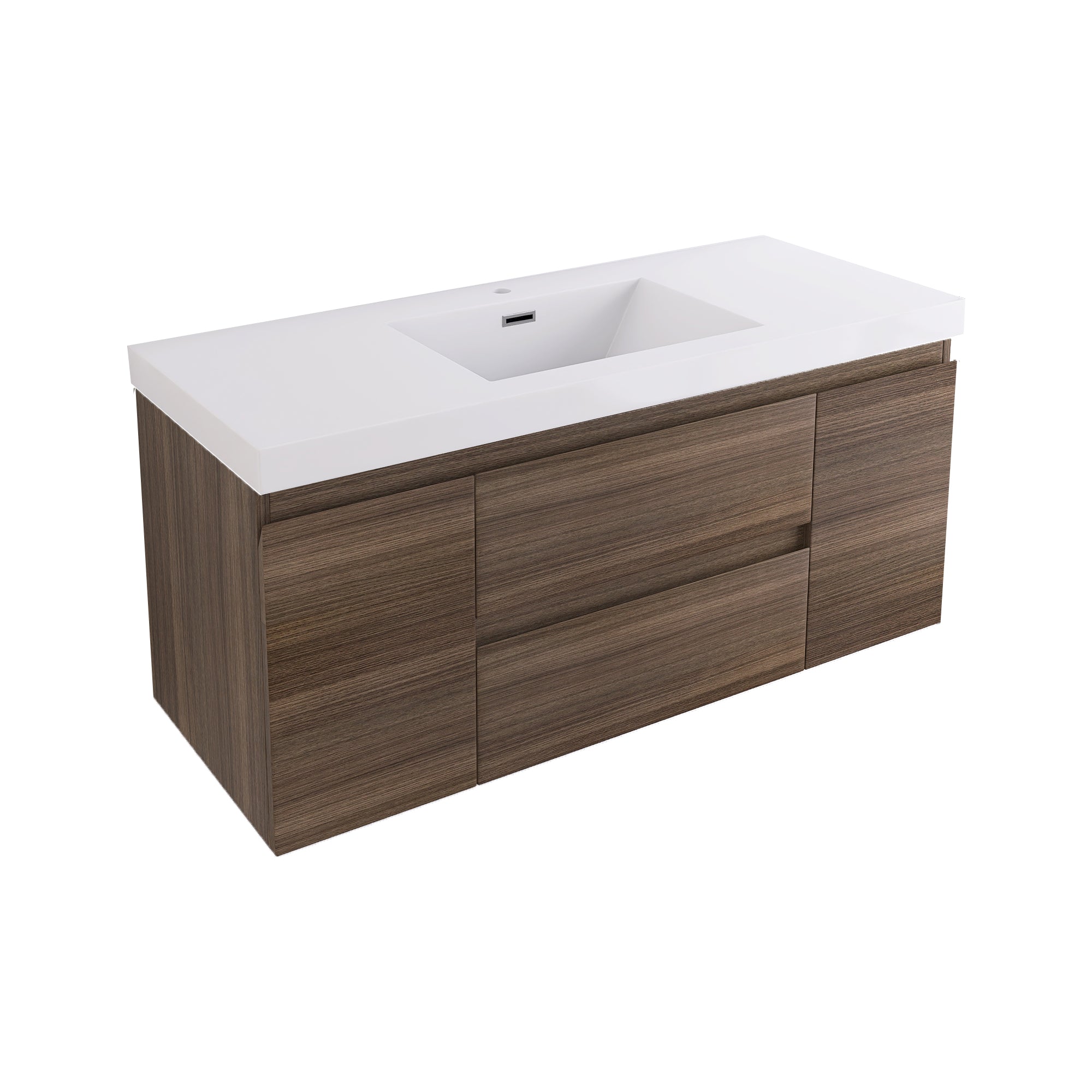 Wall-Mounted 2-drawer Bathroom Vanity Set with Integrated Resin Sink