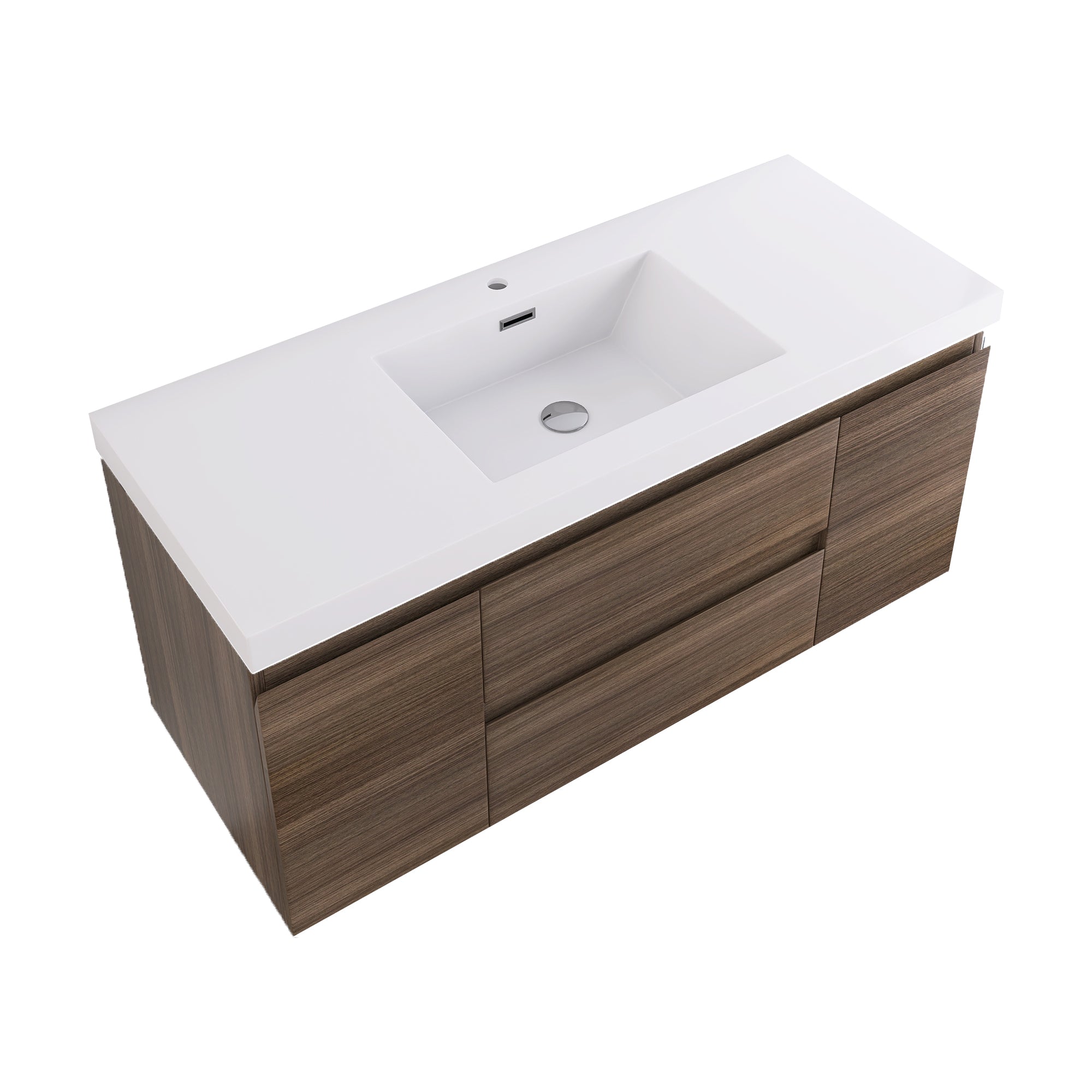 Wall-Mounted 2-drawer Bathroom Vanity Set with Integrated Resin Sink