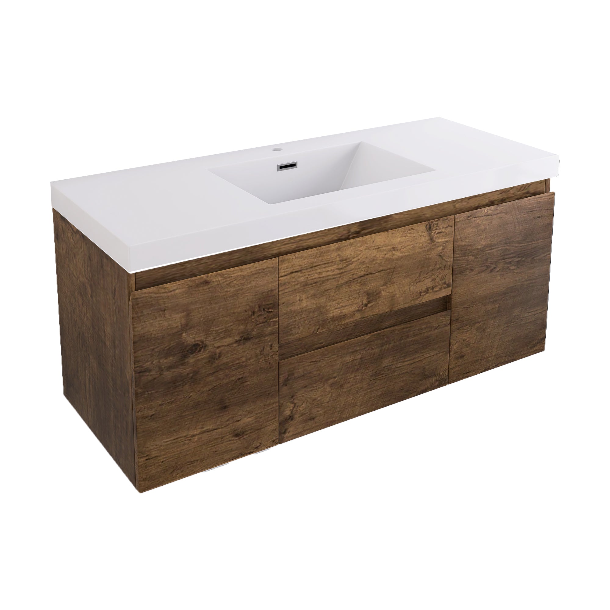 Wall-Mounted 2-drawer Bathroom Vanity Set with Integrated Resin Sink