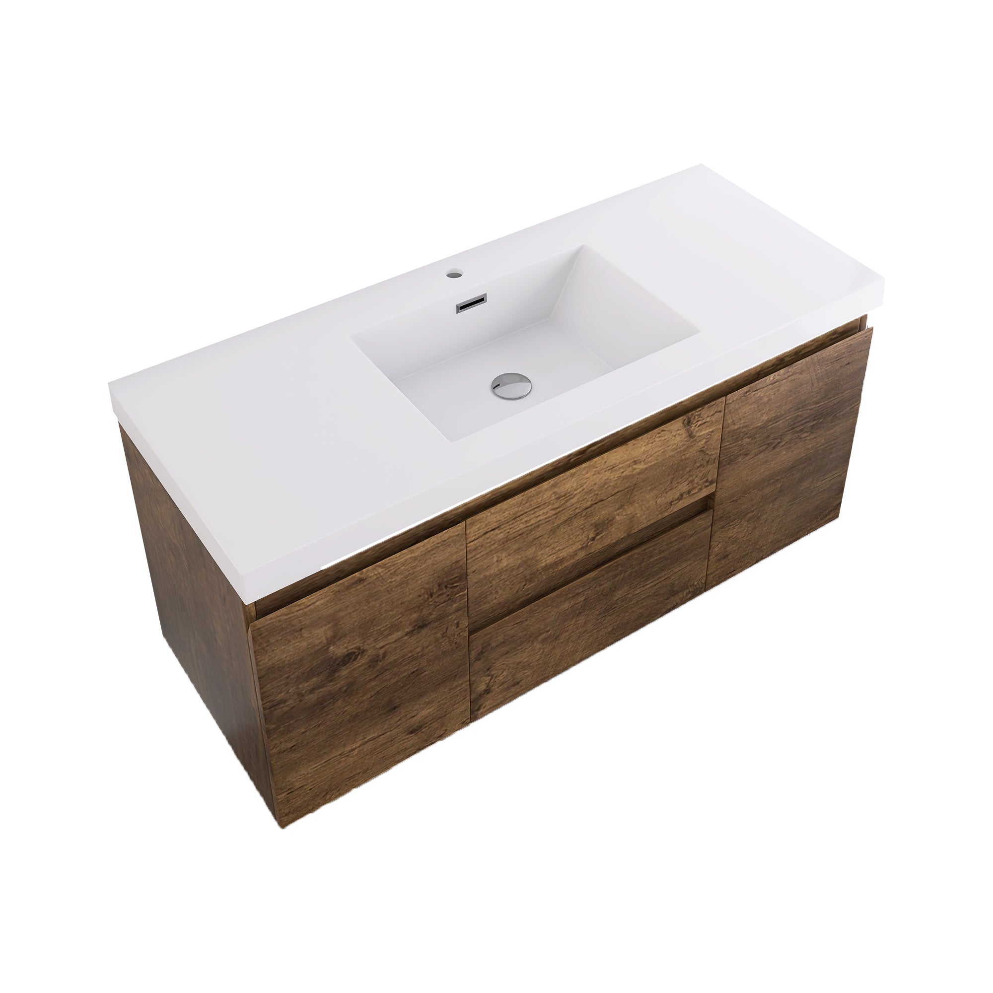 Wall-Mounted 2-drawer Bathroom Vanity Set with Integrated Resin Sink