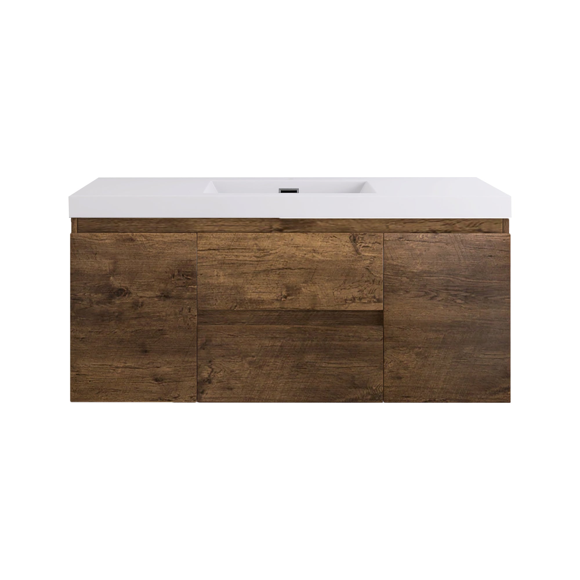 Wall-Mounted 2-drawer Bathroom Vanity Set with Integrated Resin Sink