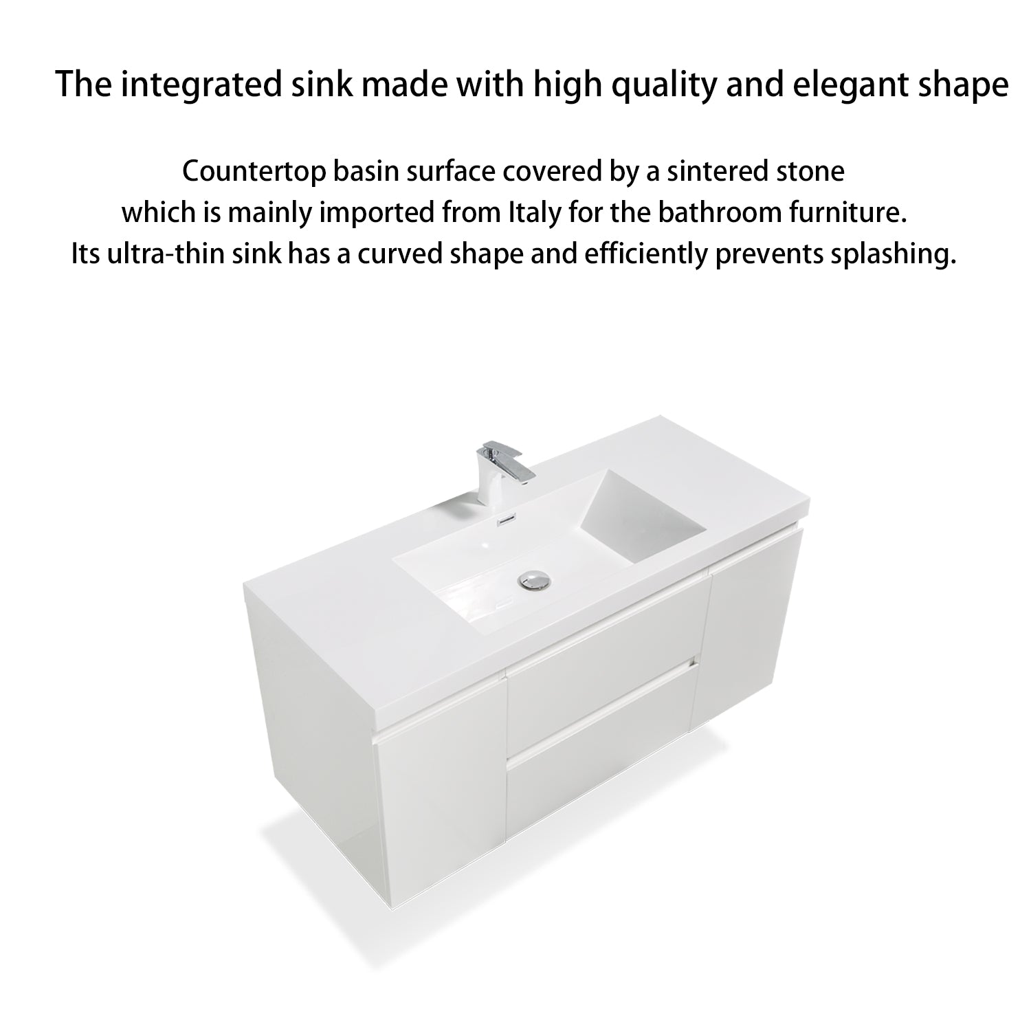 Wall-Mounted 2-drawer Bathroom Vanity Set with Integrated Resin Sink