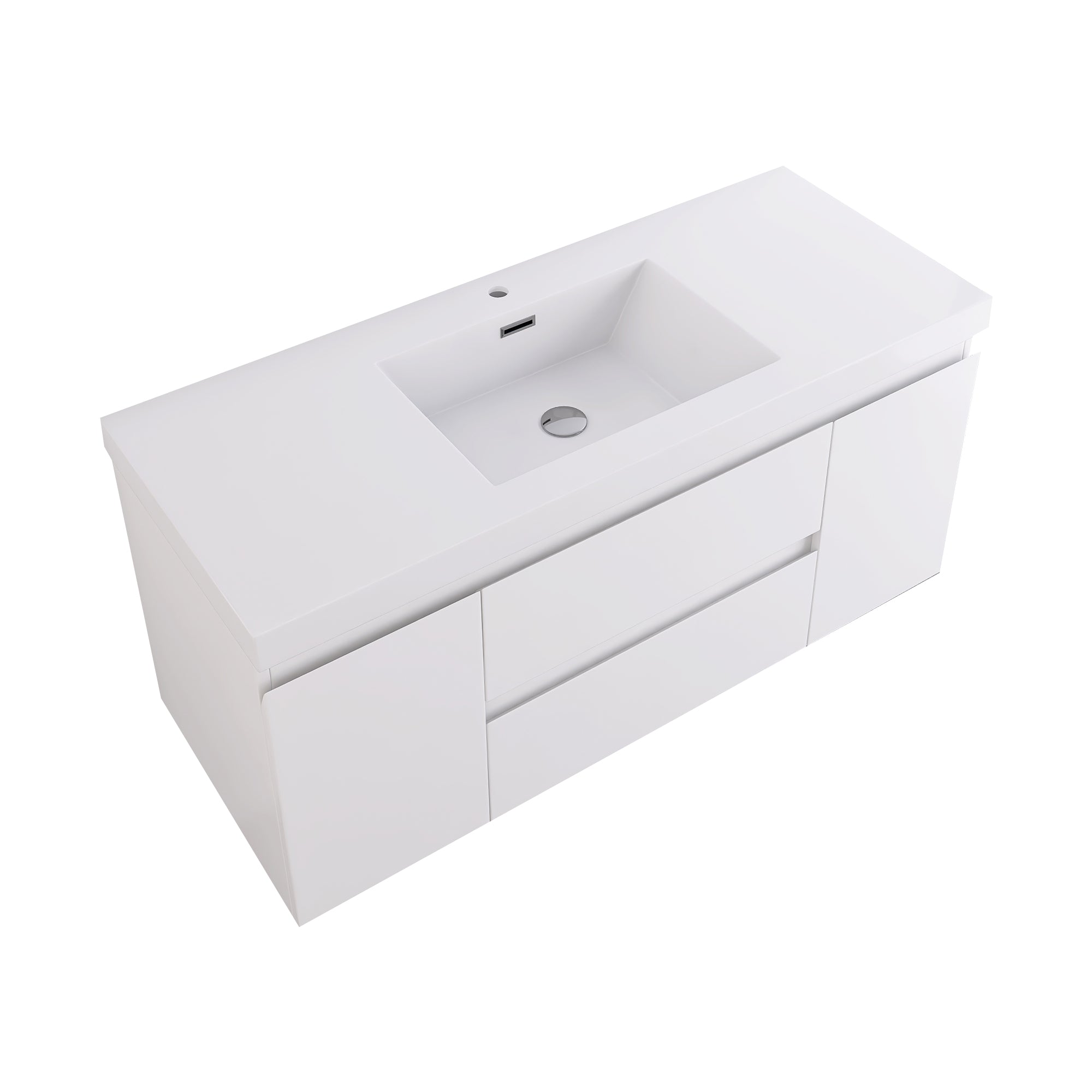 Wall-Mounted 2-drawer Bathroom Vanity Set with Integrated Resin Sink