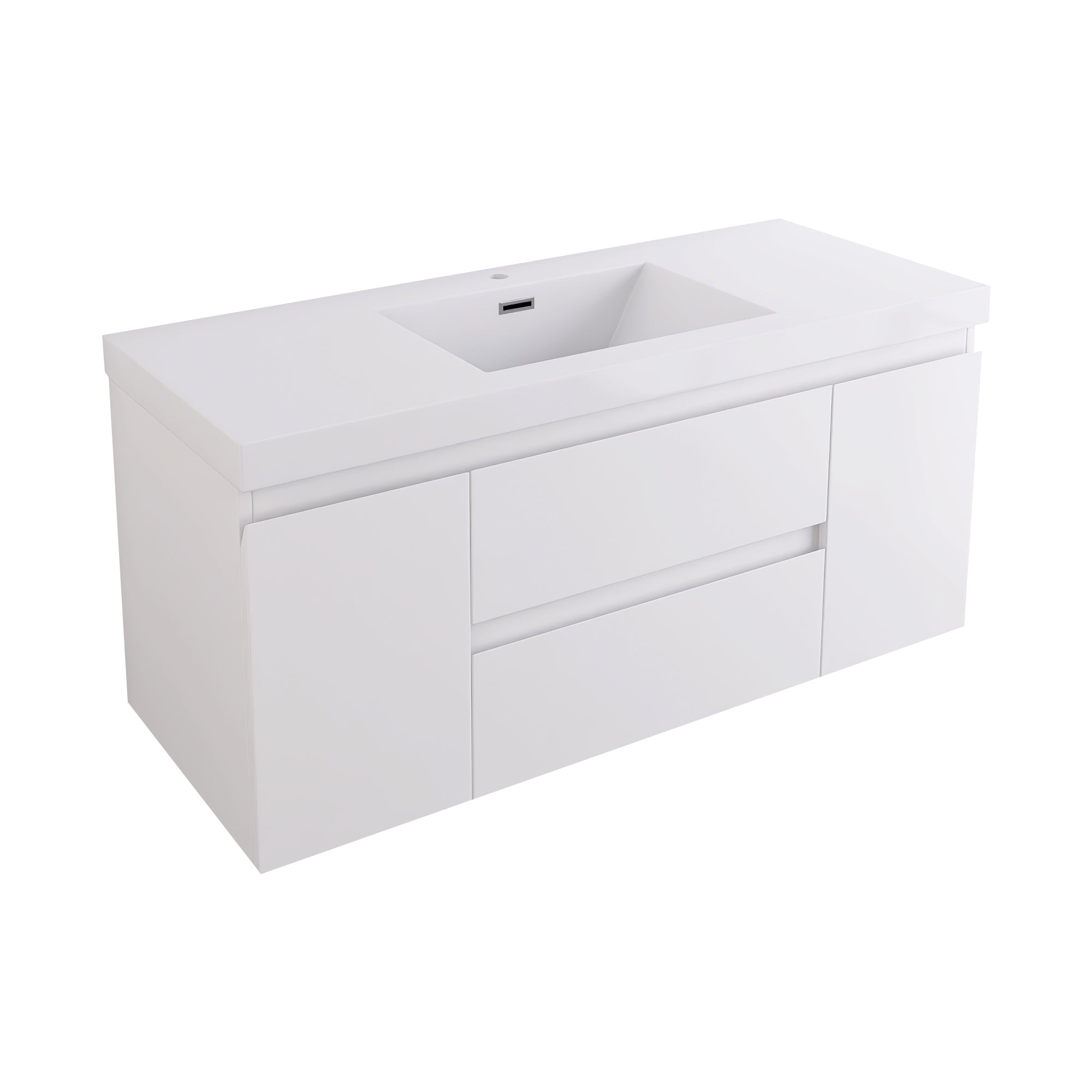 Wall-Mounted 2-drawer Bathroom Vanity Set with Integrated Resin Sink