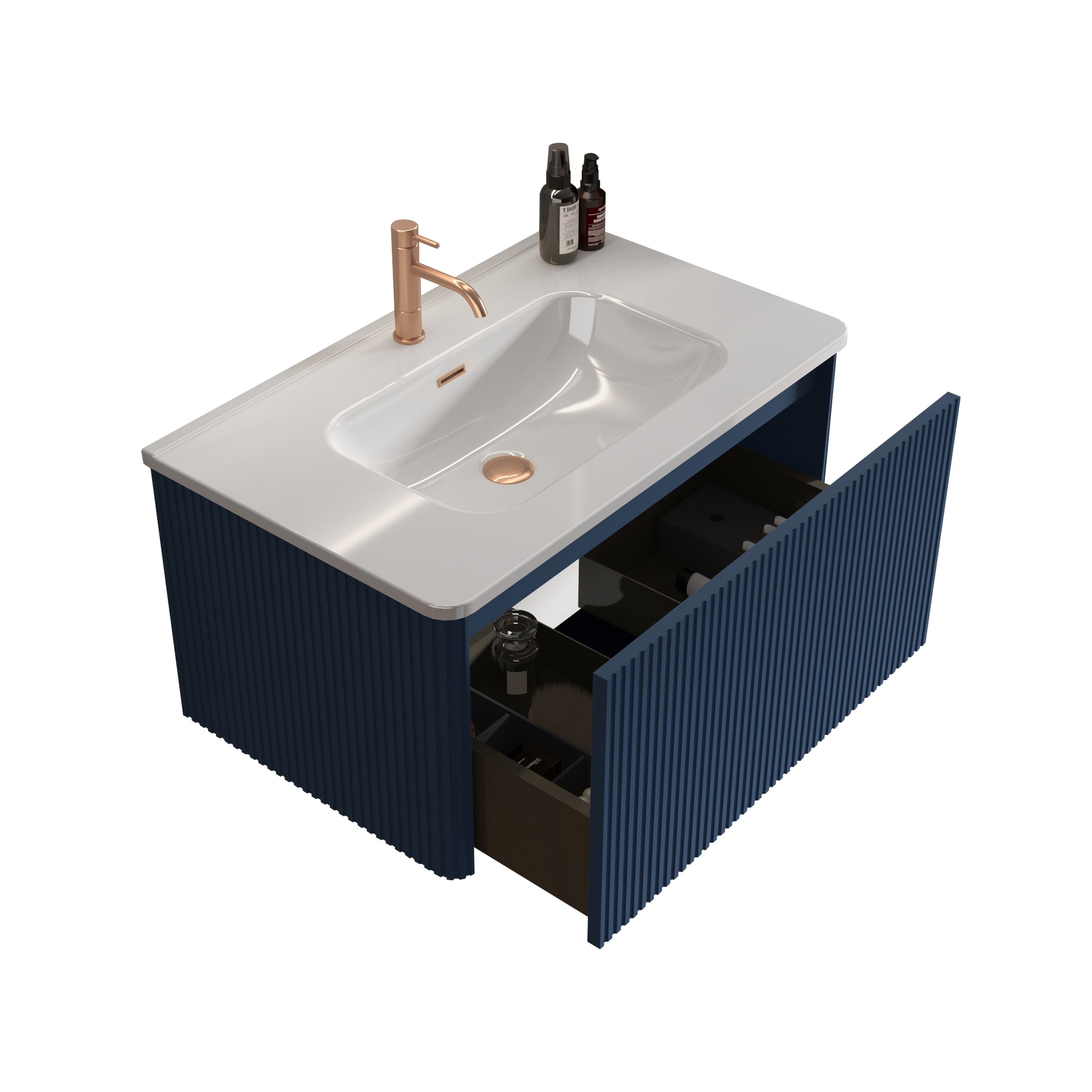 24 in./ 30 in./36 in. W Wall Mounted Bathroom Vanity with Integrated Ceramic Sink and Drawer