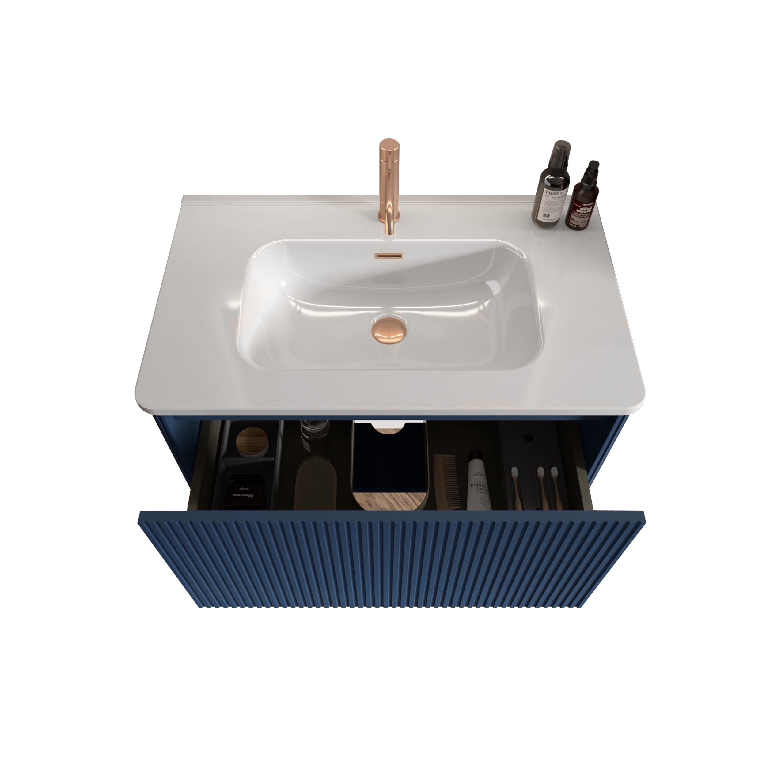 24 in./ 30 in./36 in. W Wall Mounted Bathroom Vanity with Integrated Ceramic Sink and Drawer