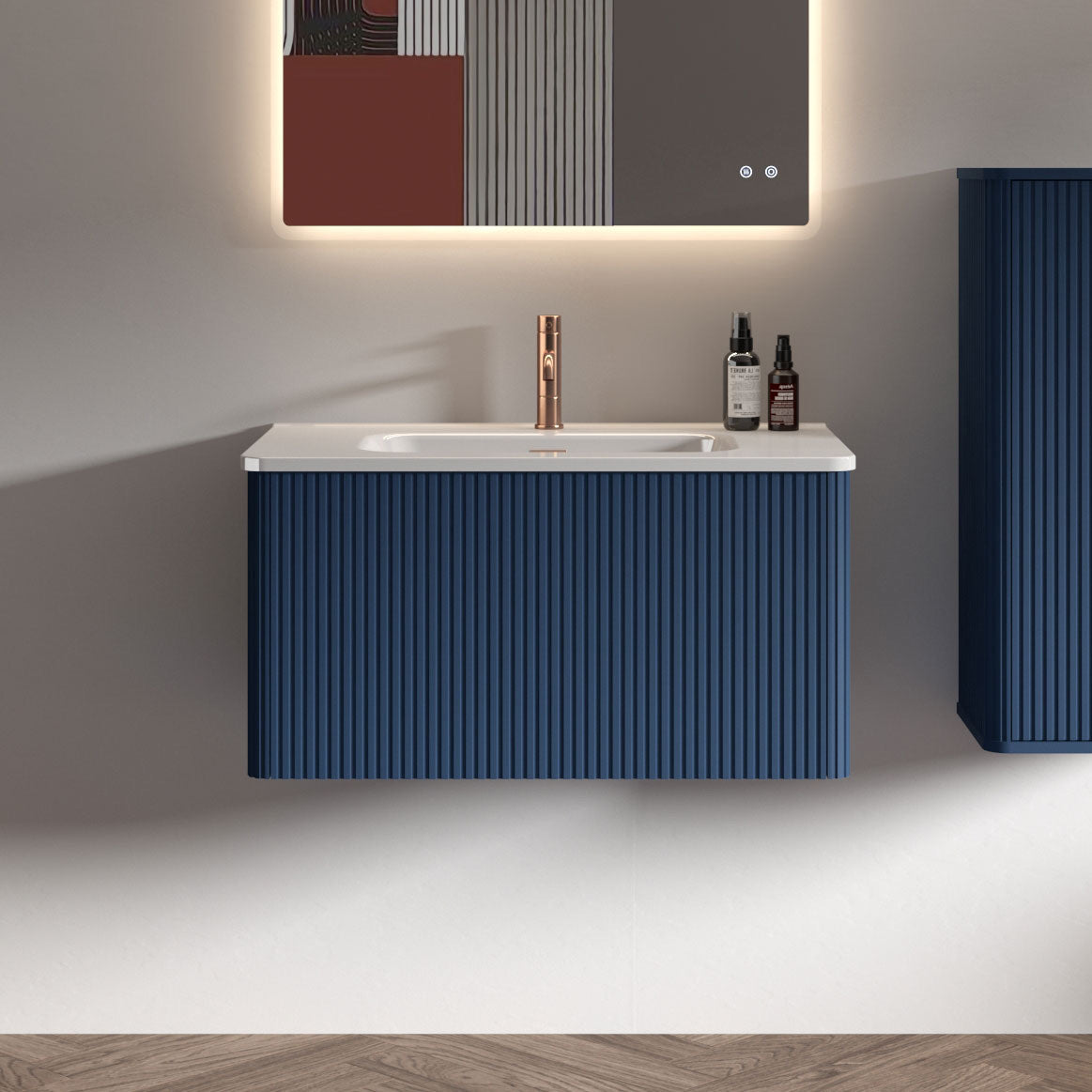 24 in./ 30 in./36 in. W Wall Mounted Bathroom Vanity with Integrated Ceramic Sink and Drawer