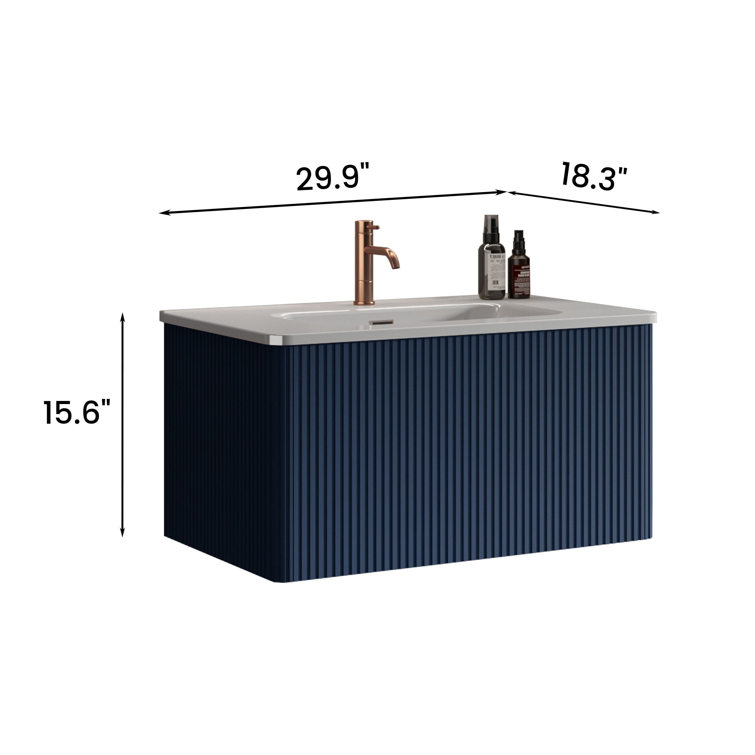 24 in./ 30 in./36 in. W Wall Mounted Bathroom Vanity with Integrated Ceramic Sink and Drawer