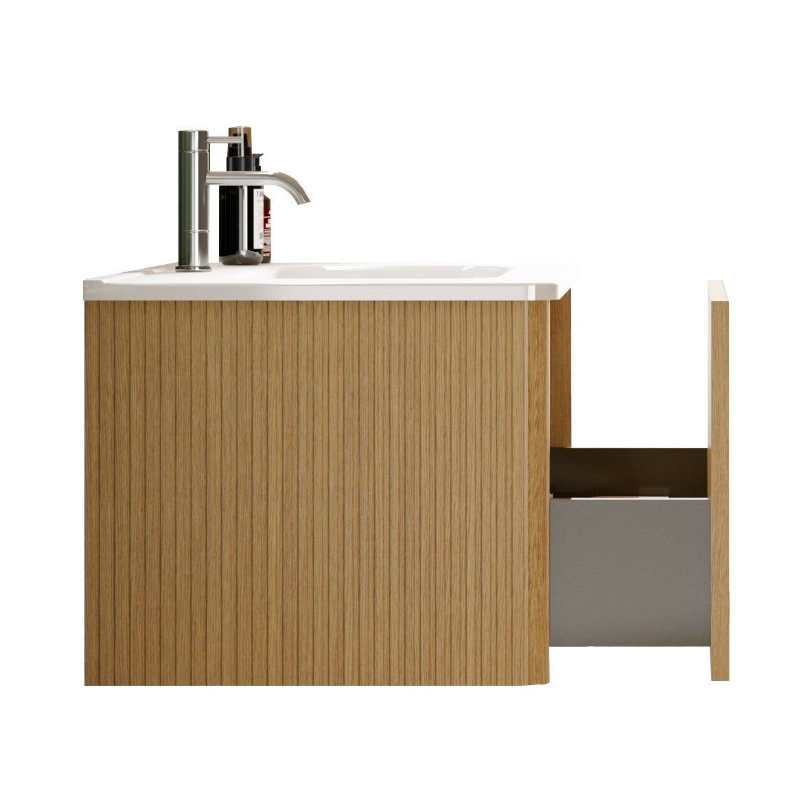 24 in./ 30 in./36 in. W Wall Mounted Bathroom Vanity with Integrated Ceramic Sink and Drawer