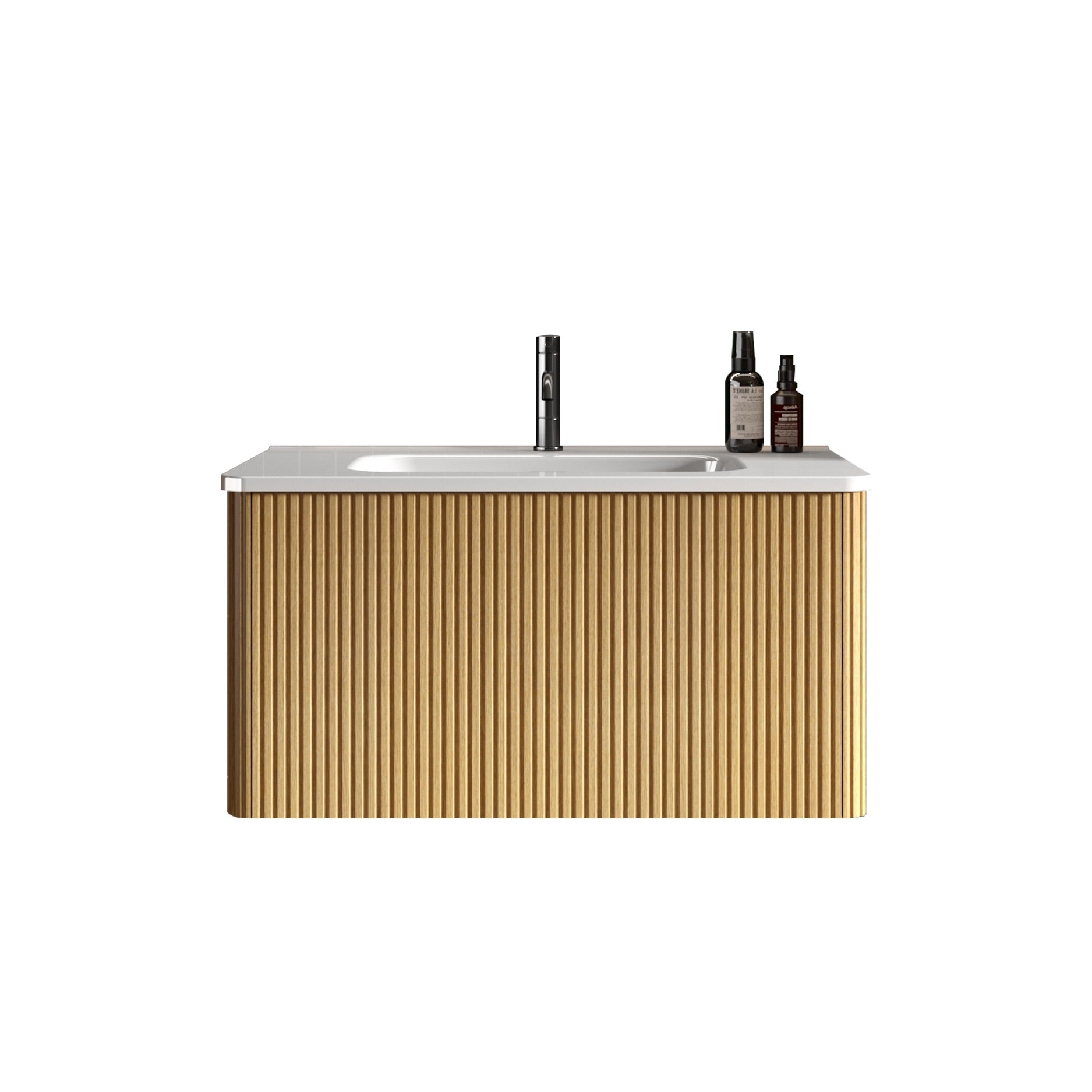 24 in./ 30 in./36 in. W Wall Mounted Bathroom Vanity with Integrated Ceramic Sink and Drawer