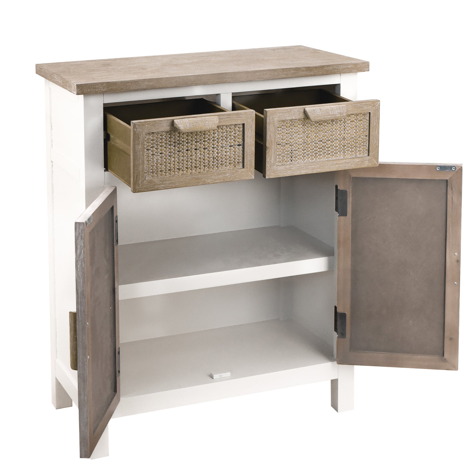 31" Tall MDF 2-Door Accent Cabinet in Antique White