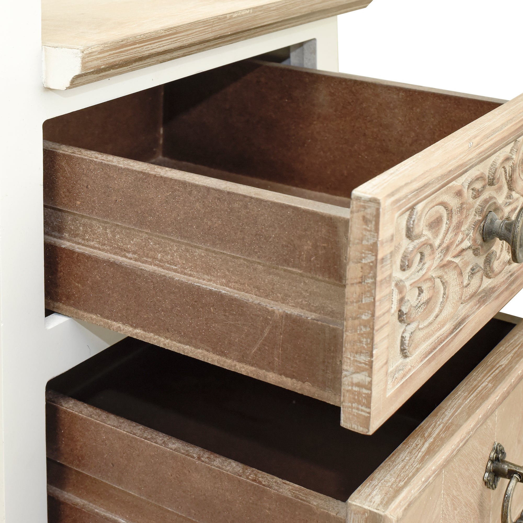 30.25" Tall MDF 5-Drawers Accent Cabinet in Brown