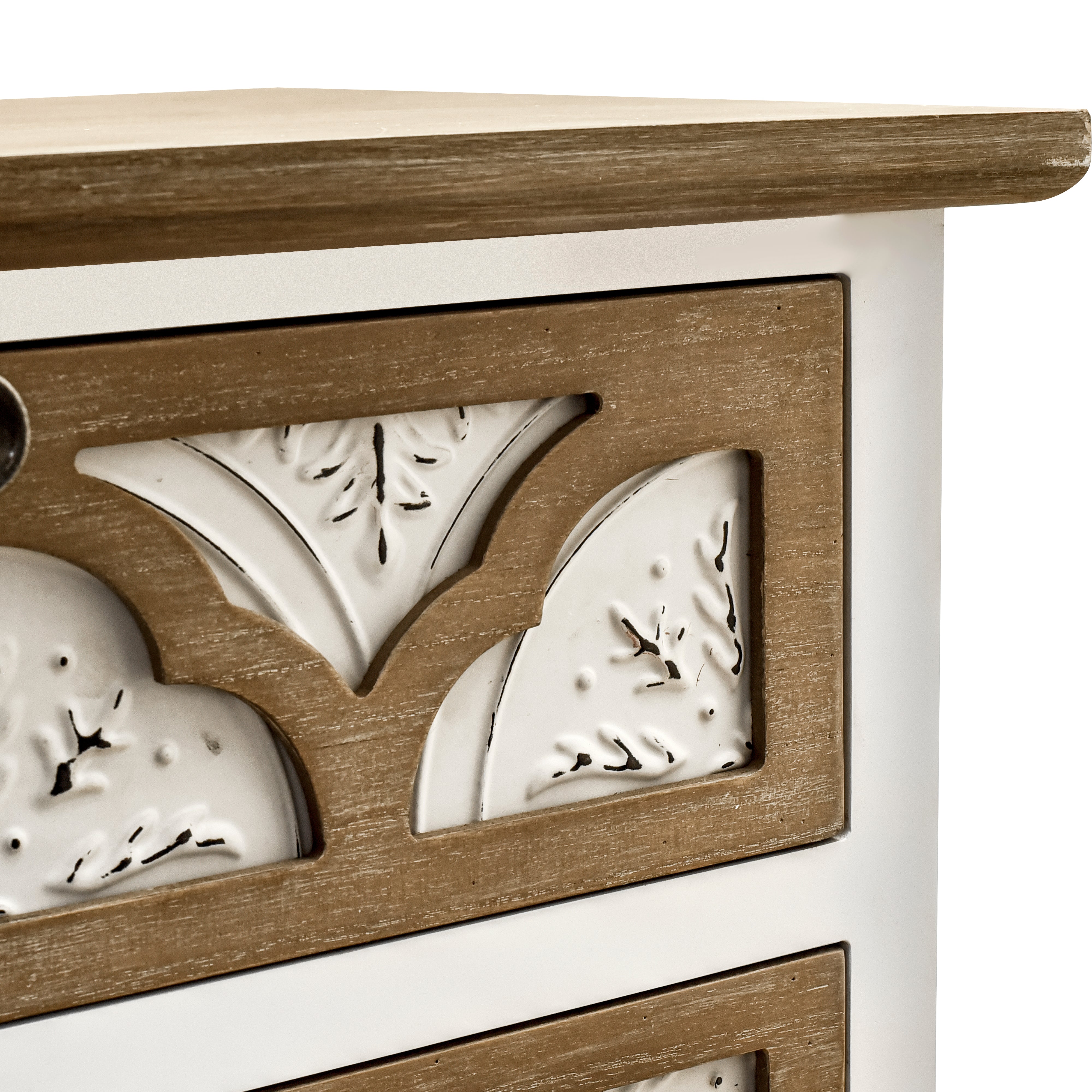 32" Tall Wood 4-Drawers Accent Cabinet in White Washed