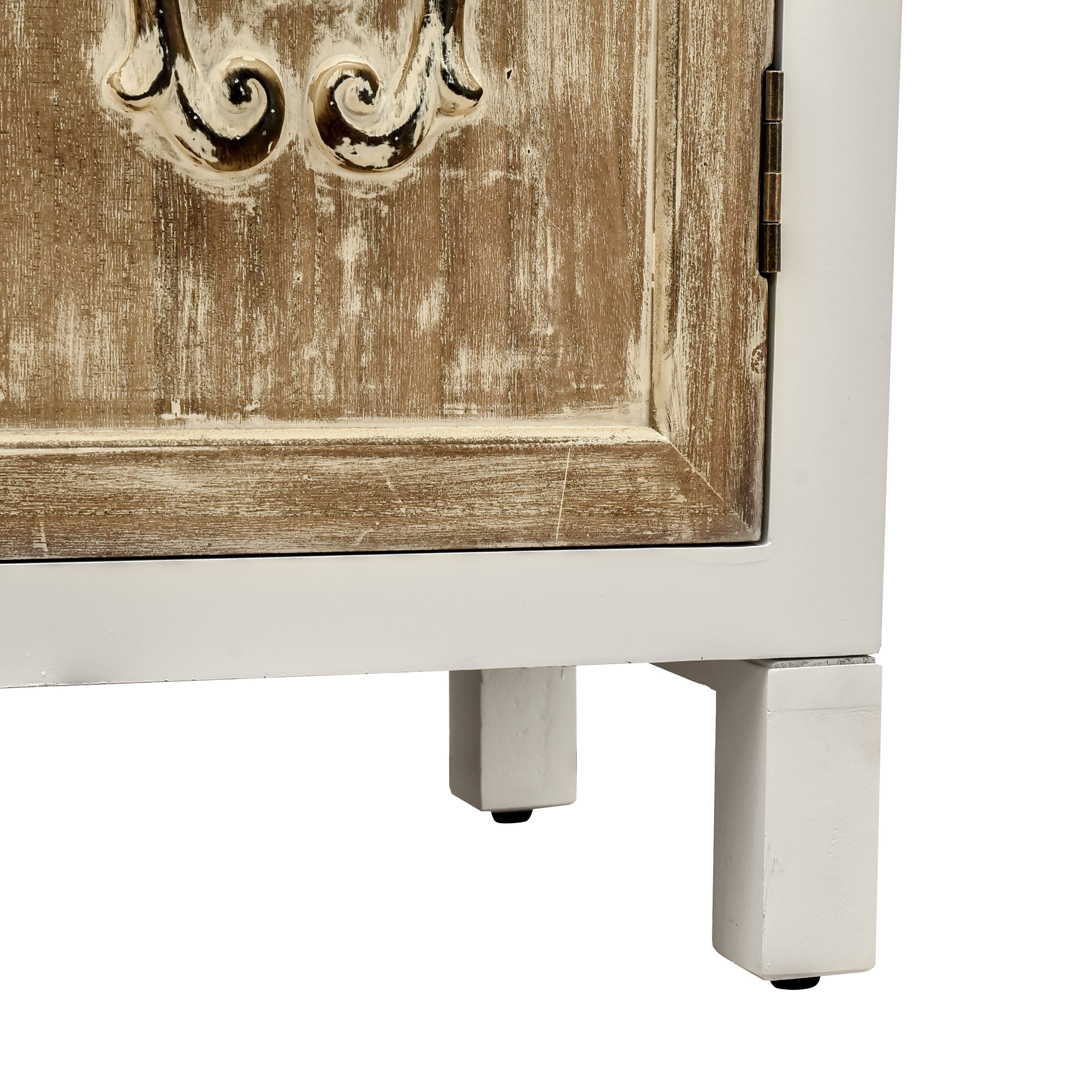 31.75" Tall Wood 1-Door Accent Cabinet in White Washed