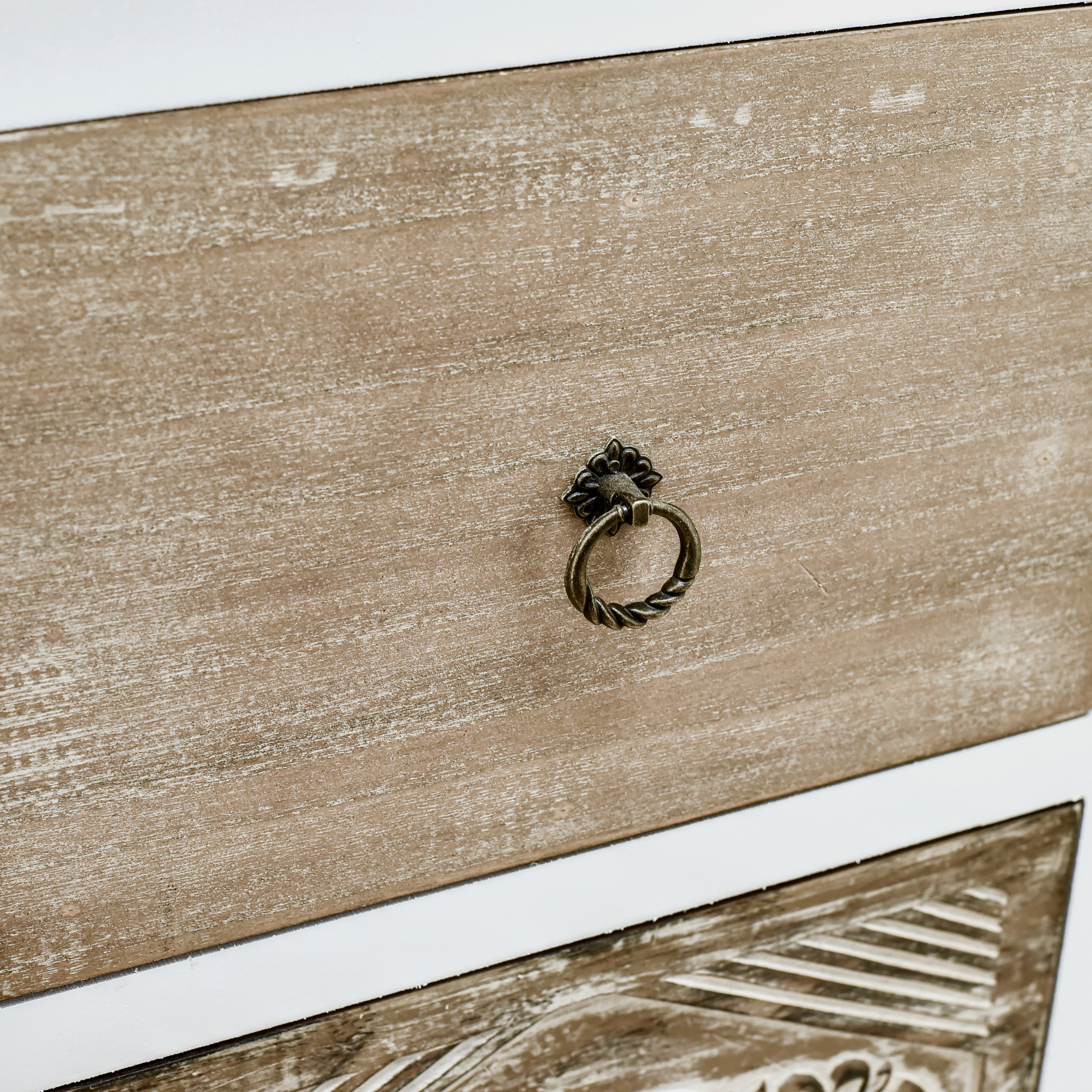31.75" Tall Wood 1-Door Accent Cabinet in White Washed