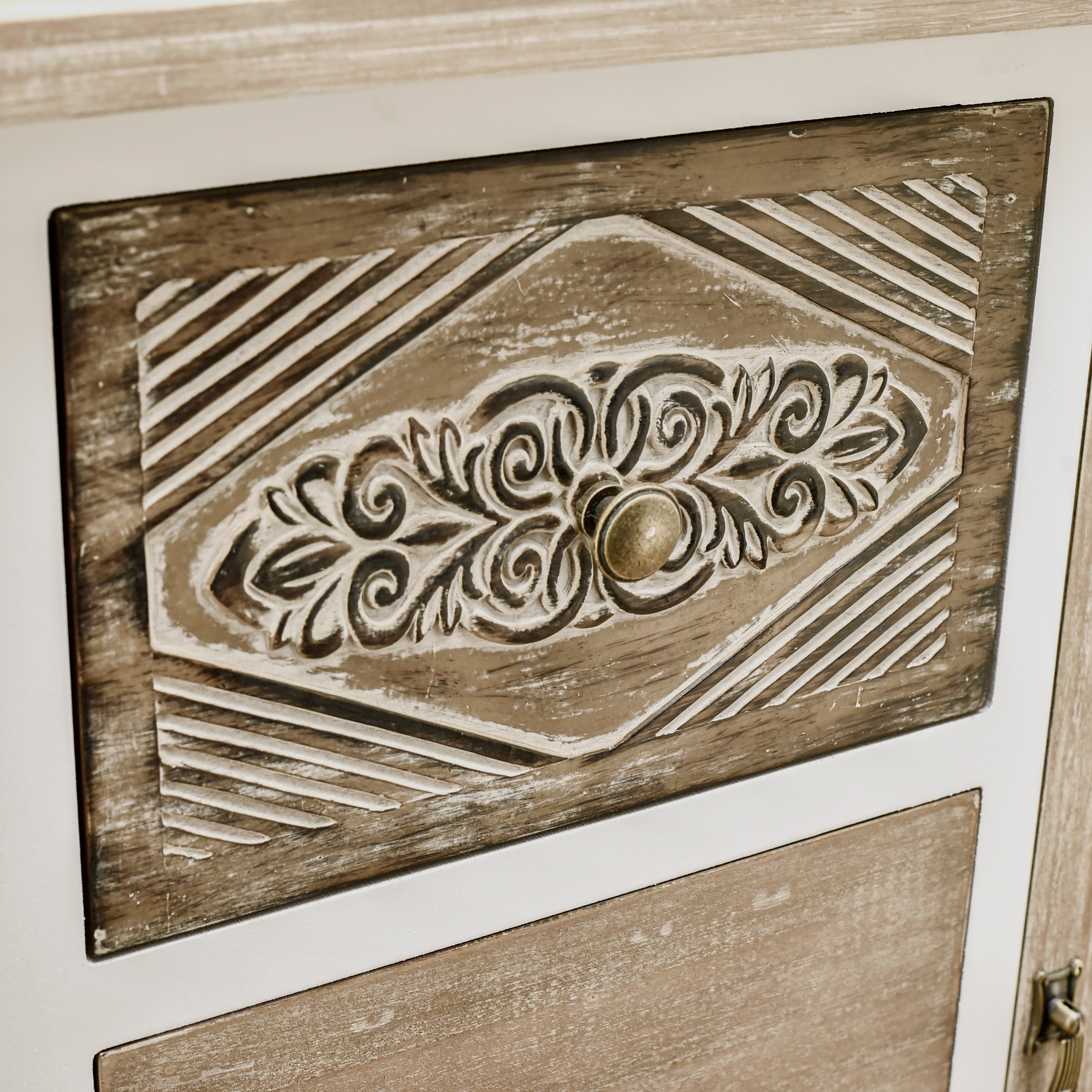 31.75" Tall Wood 1-Door Accent Cabinet in White Washed