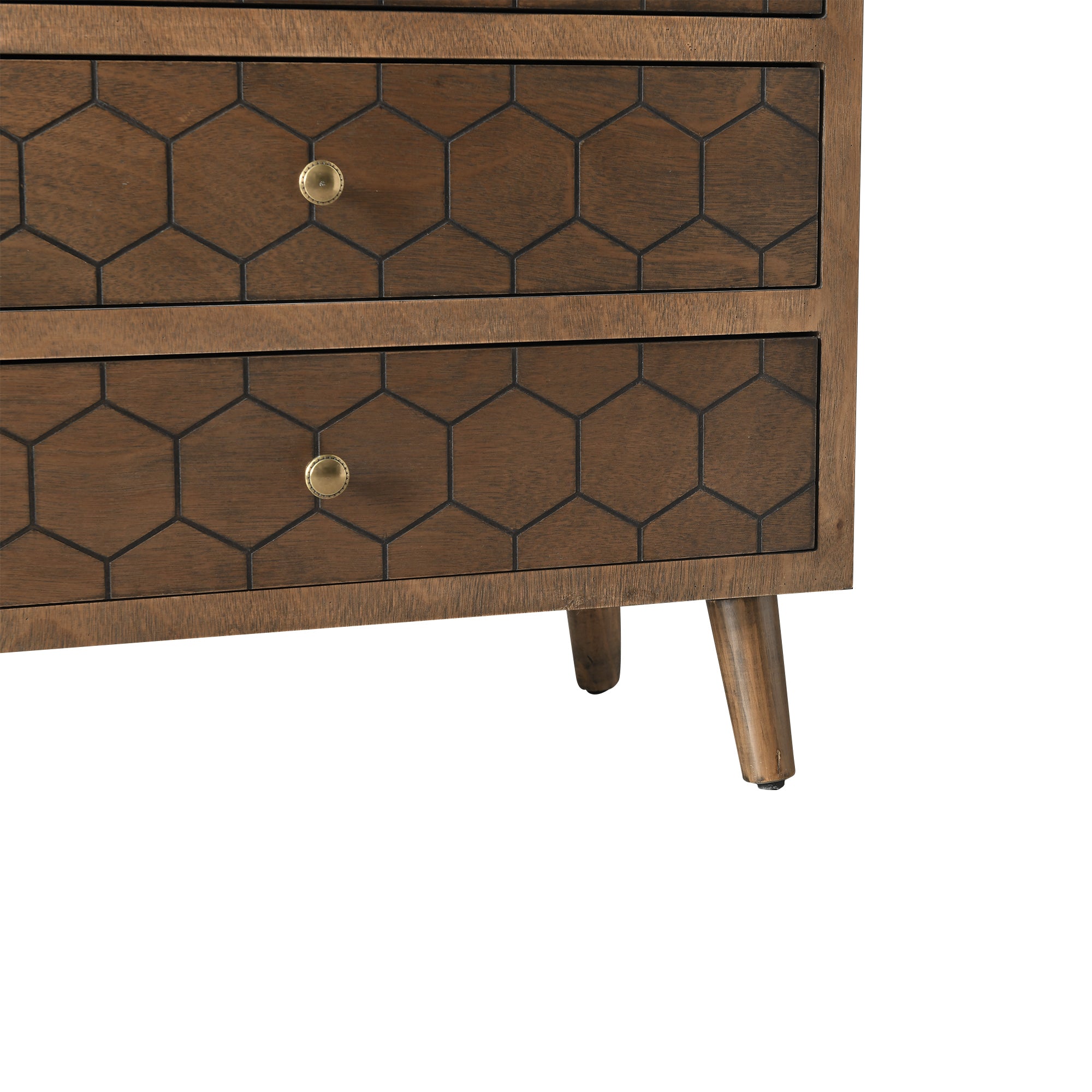 31.75" Tall Wood 5-Drawers Accent Cabinet in Antique Brown