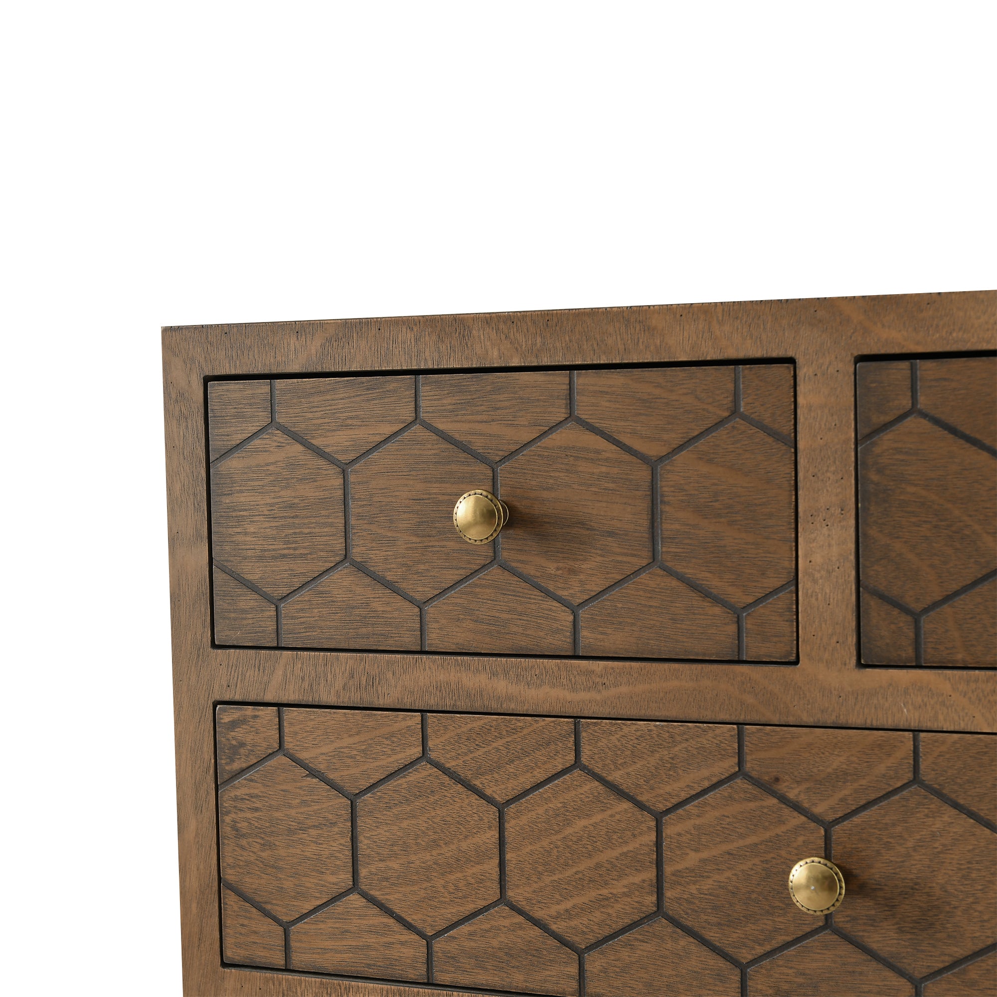 31.75" Tall Wood 5-Drawers Accent Cabinet in Antique Brown