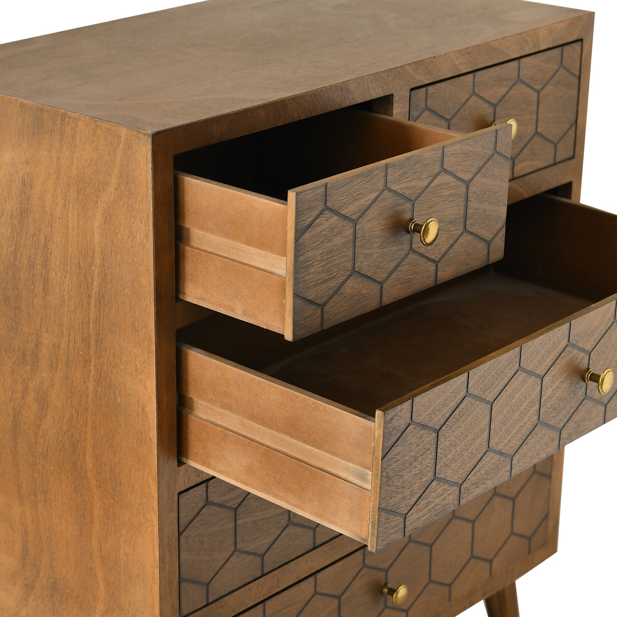 31.75" Tall Wood 5-Drawers Accent Cabinet in Antique Brown