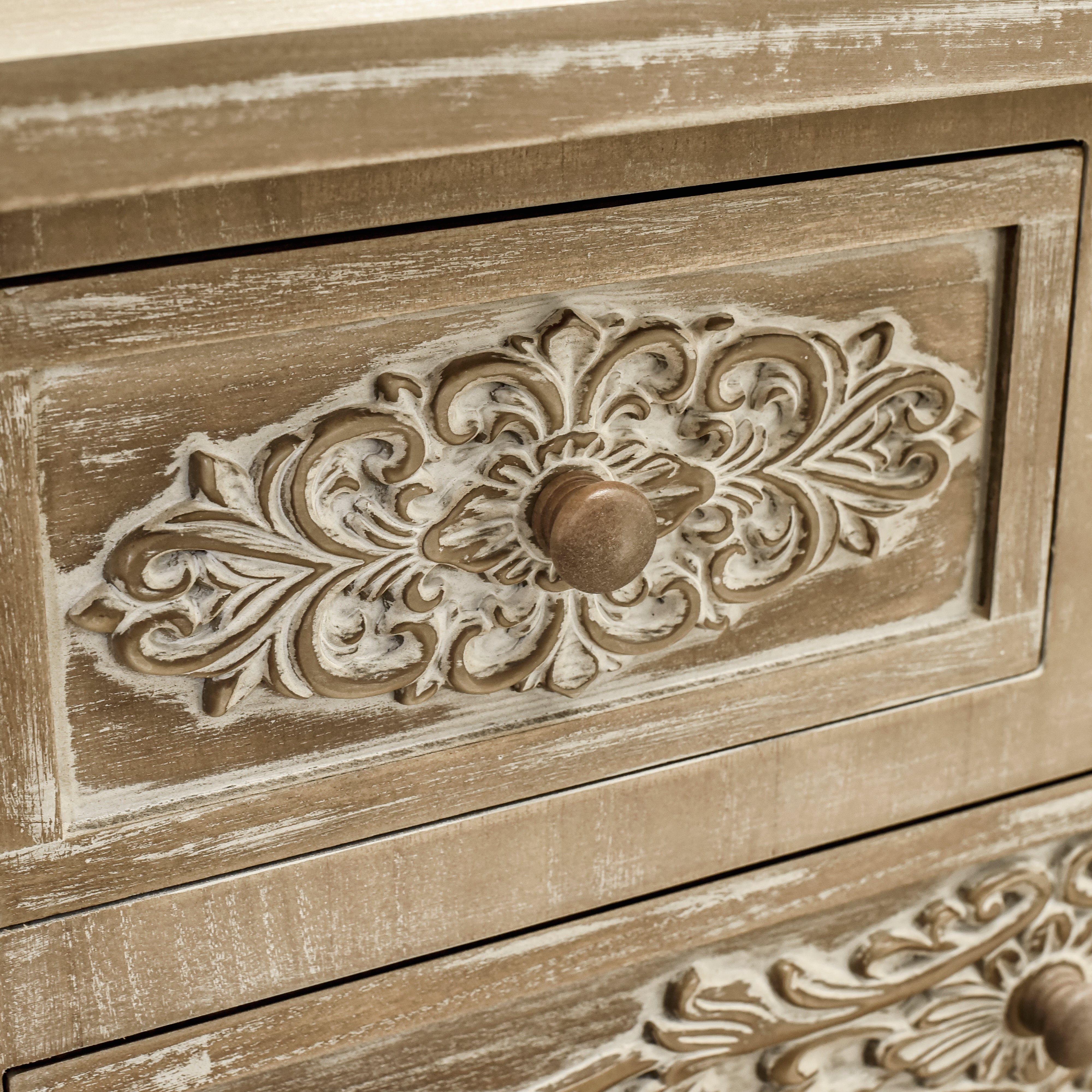 30.5" Tall Wood 5-Drawers Accent Cabinet in Antique Brown