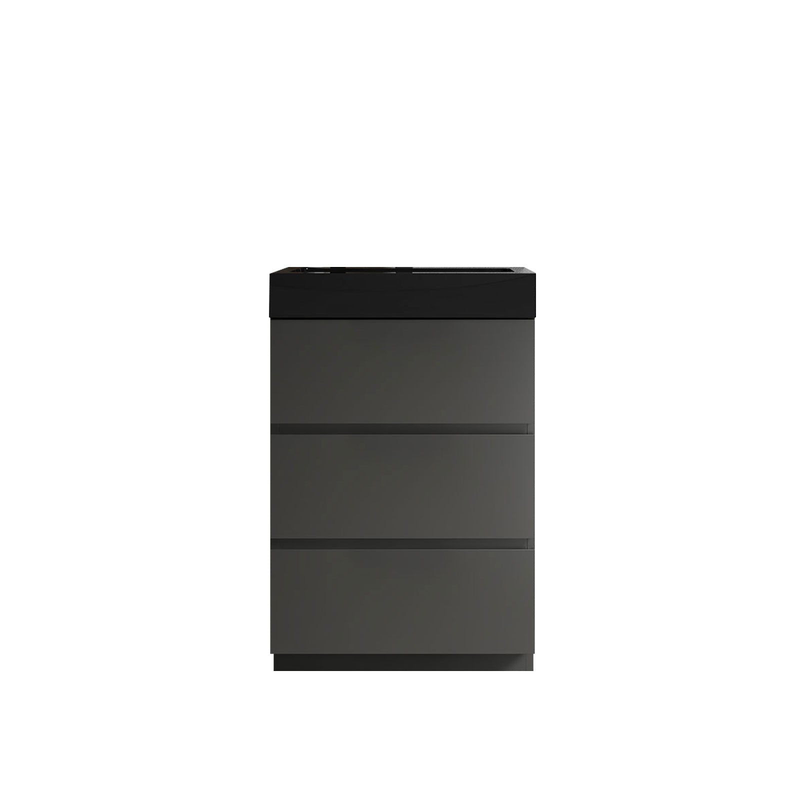 24"/30"/36" Freestanding Bathroom Vanity Set with Black Integrated Quartz Sand Sink
