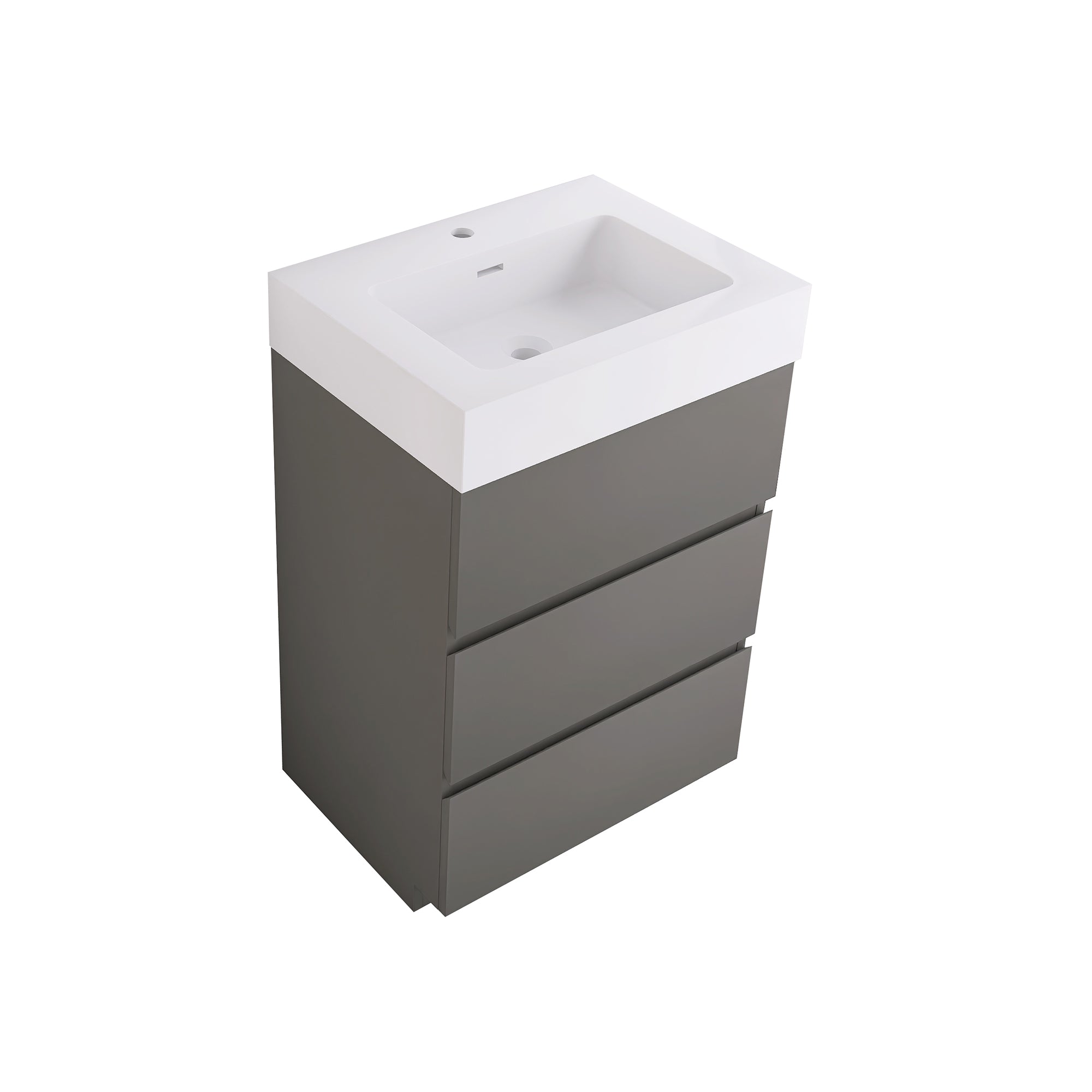 Wood Freestanding Bathroom Vanity Set with White Integrated Resin Sink