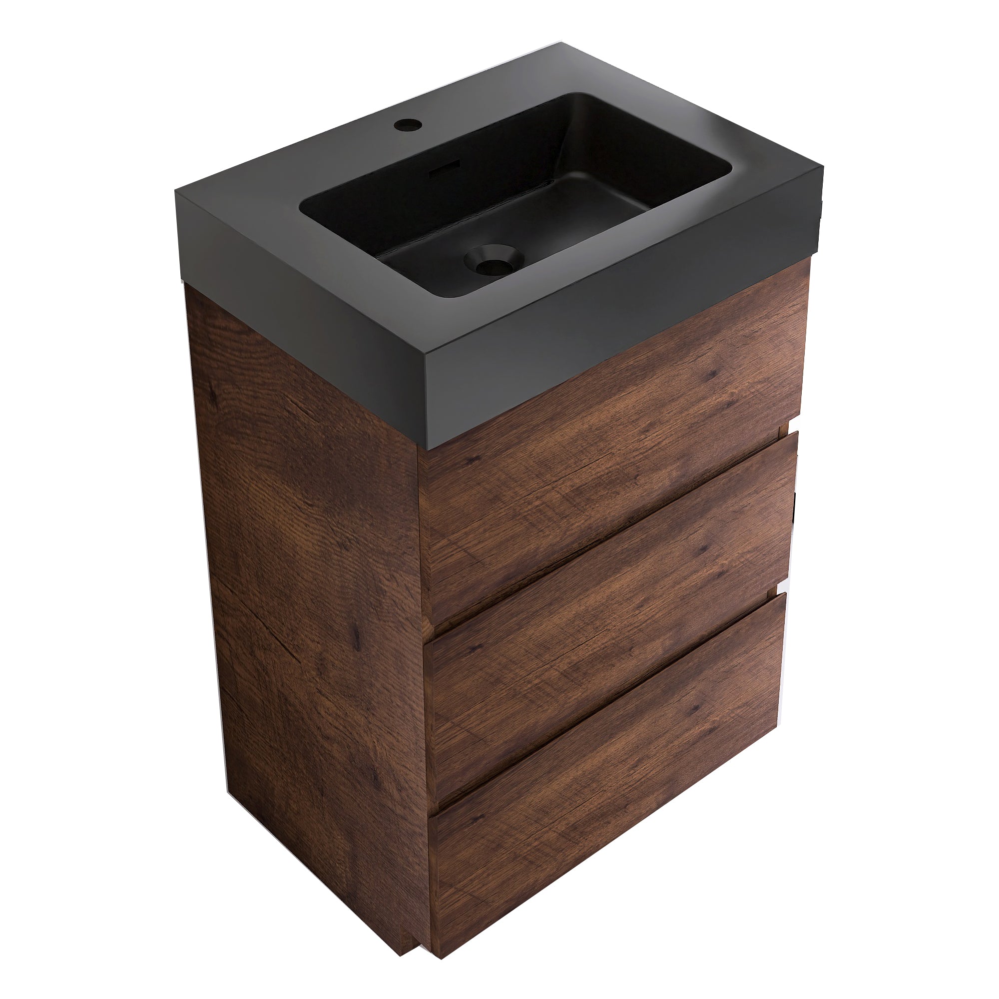 24"/30"/36" Freestanding Bathroom Vanity Set with Black Integrated Quartz Sand Sink
