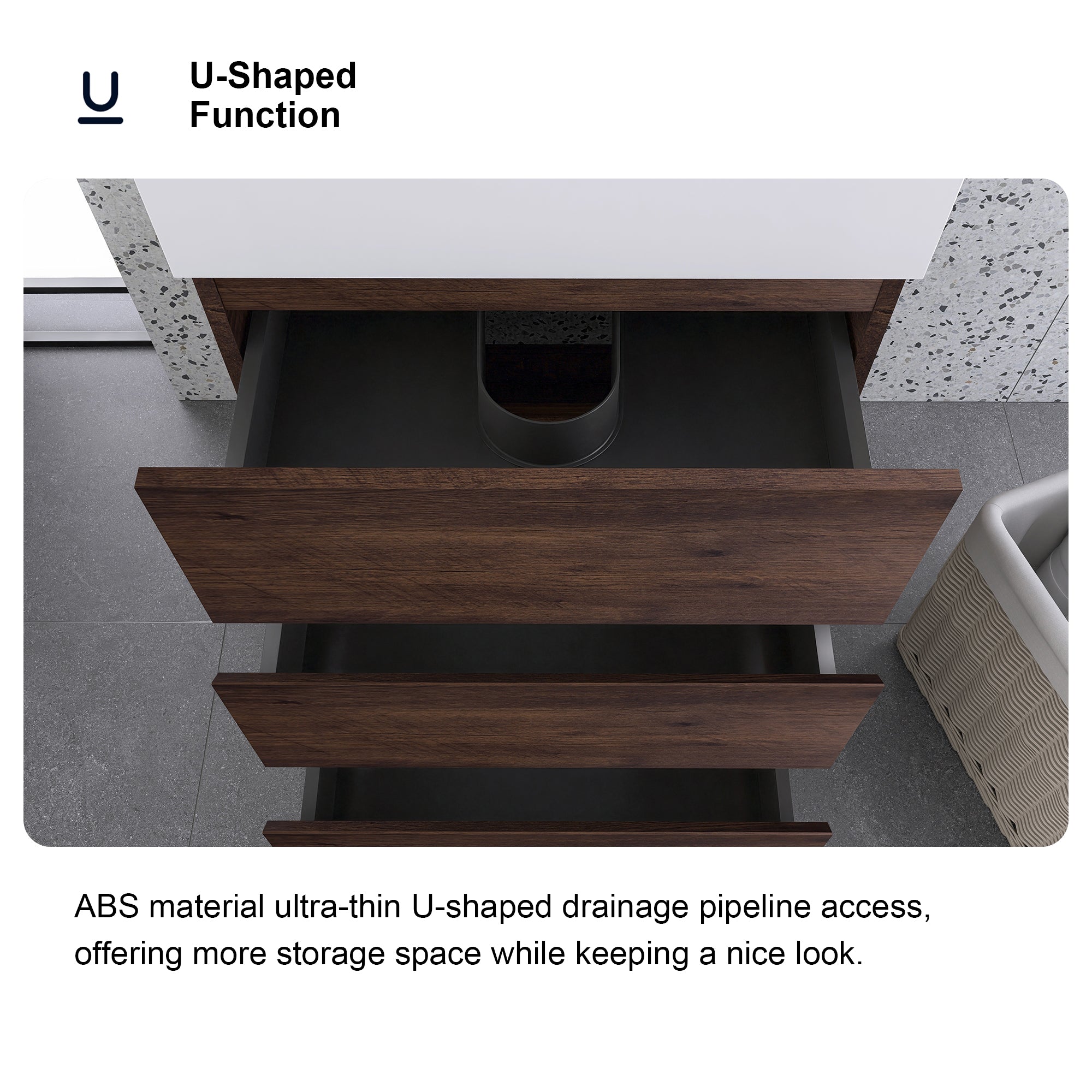 Wood Freestanding Bathroom Vanity Set with White Integrated Resin Sink