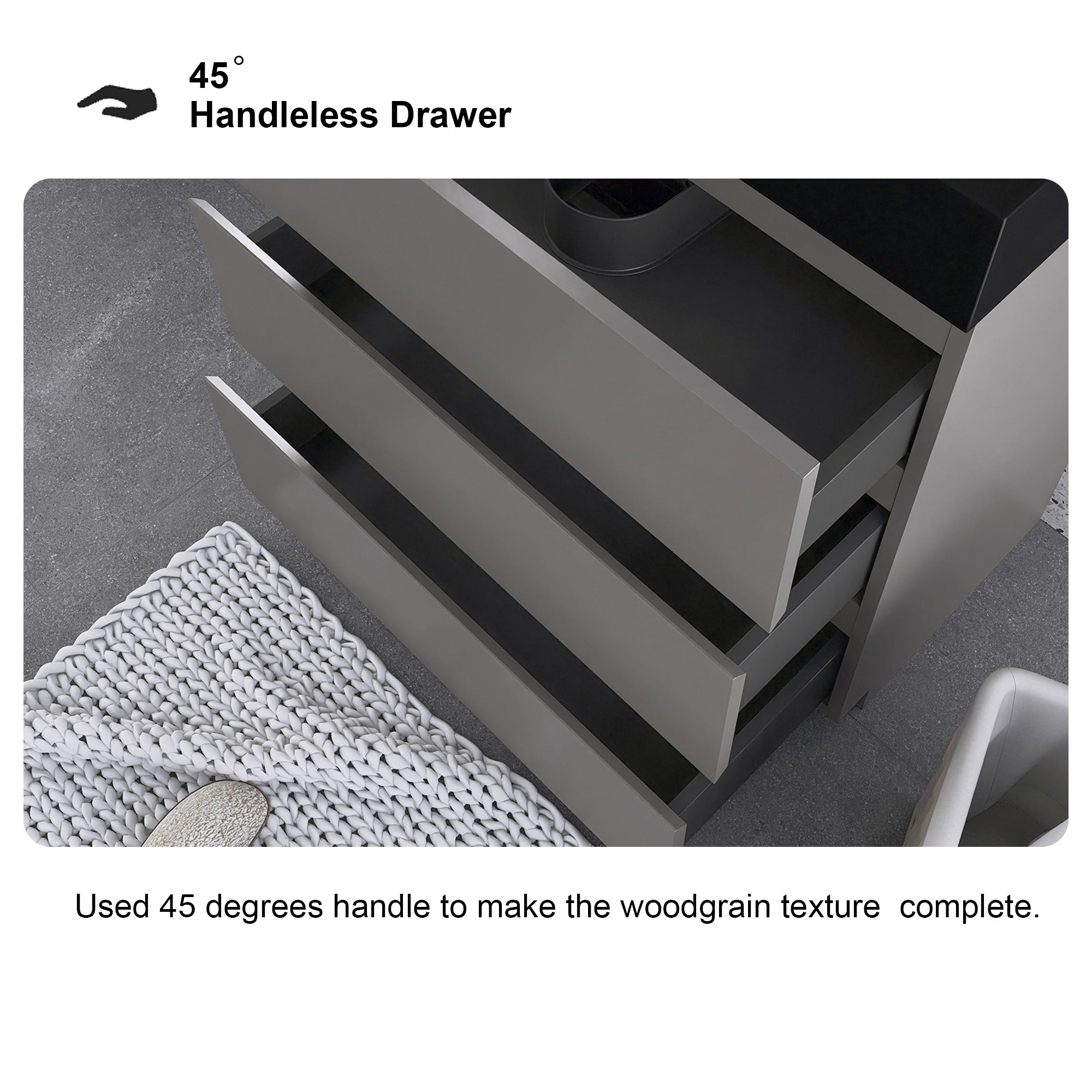 24"/30"/36" Freestanding Bathroom Vanity Set with Black Integrated Quartz Sand Sink