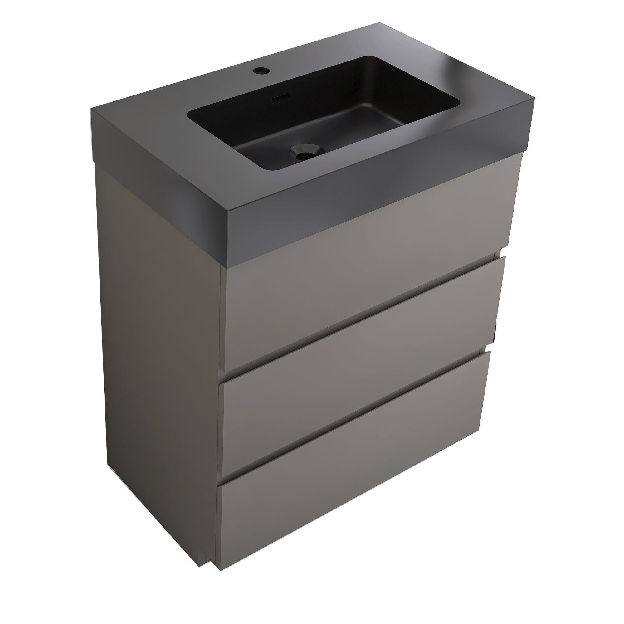 24"/30"/36" Freestanding Bathroom Vanity Set with Black Integrated Quartz Sand Sink