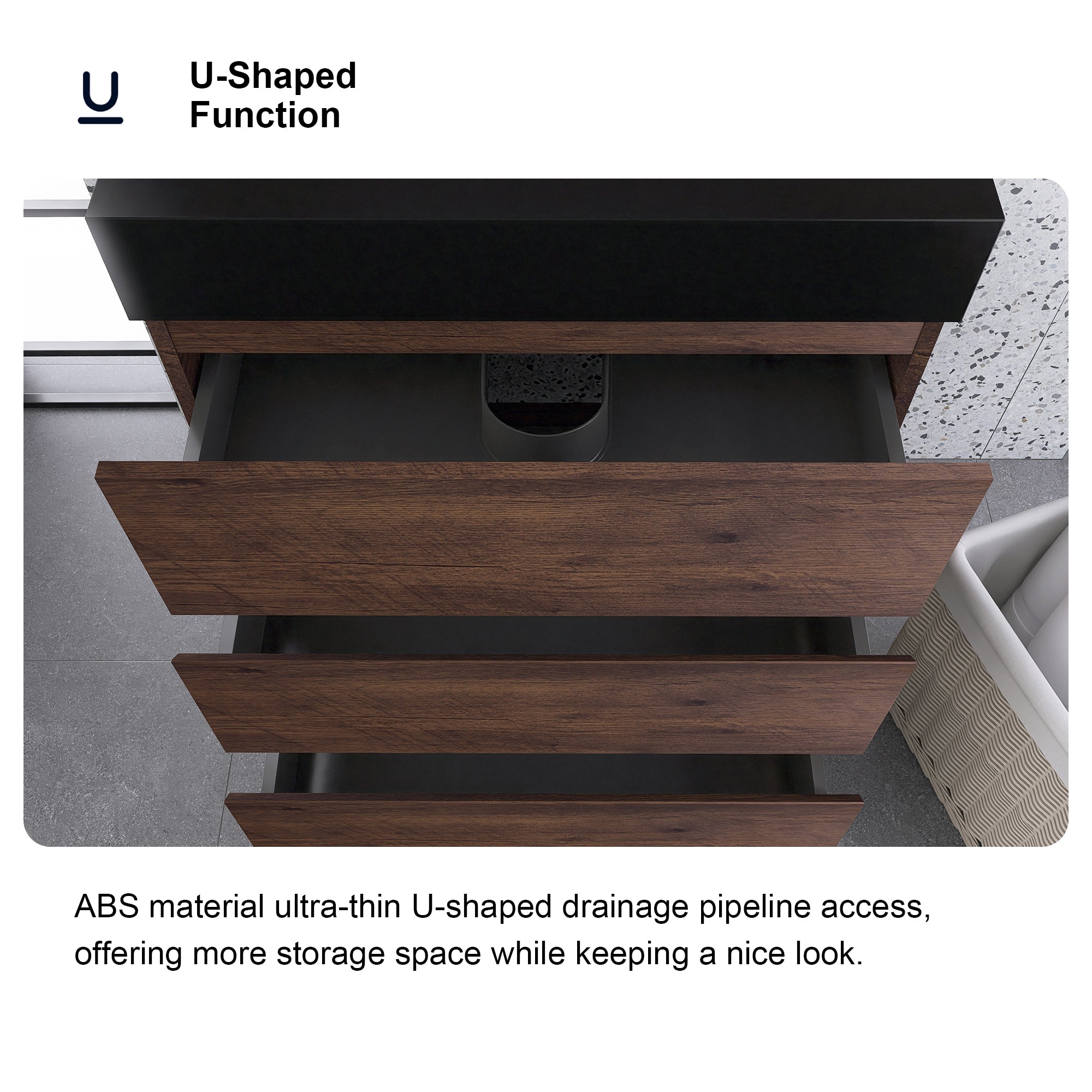 24"/30"/36" Freestanding Bathroom Vanity Set with Black Integrated Quartz Sand Sink
