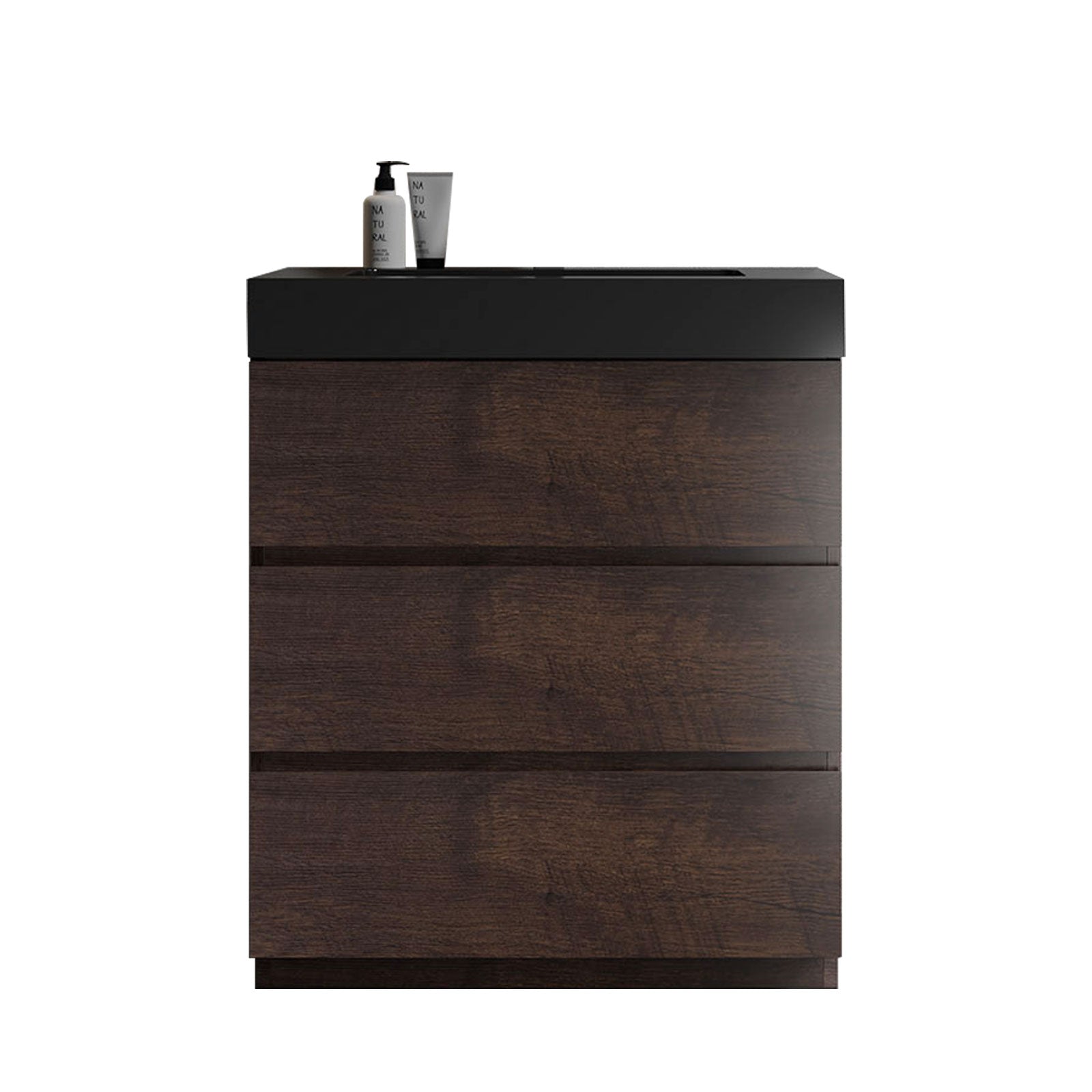 24"/30"/36" Freestanding Bathroom Vanity Set with Black Integrated Quartz Sand Sink