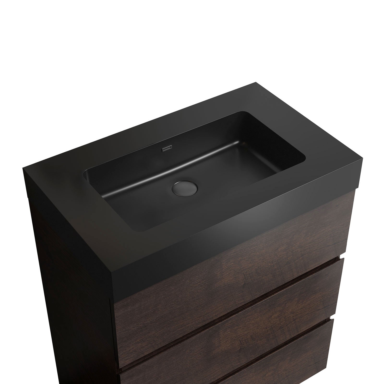 24"/30"/36" Freestanding Bathroom Vanity Set with Black Integrated Quartz Sand Sink