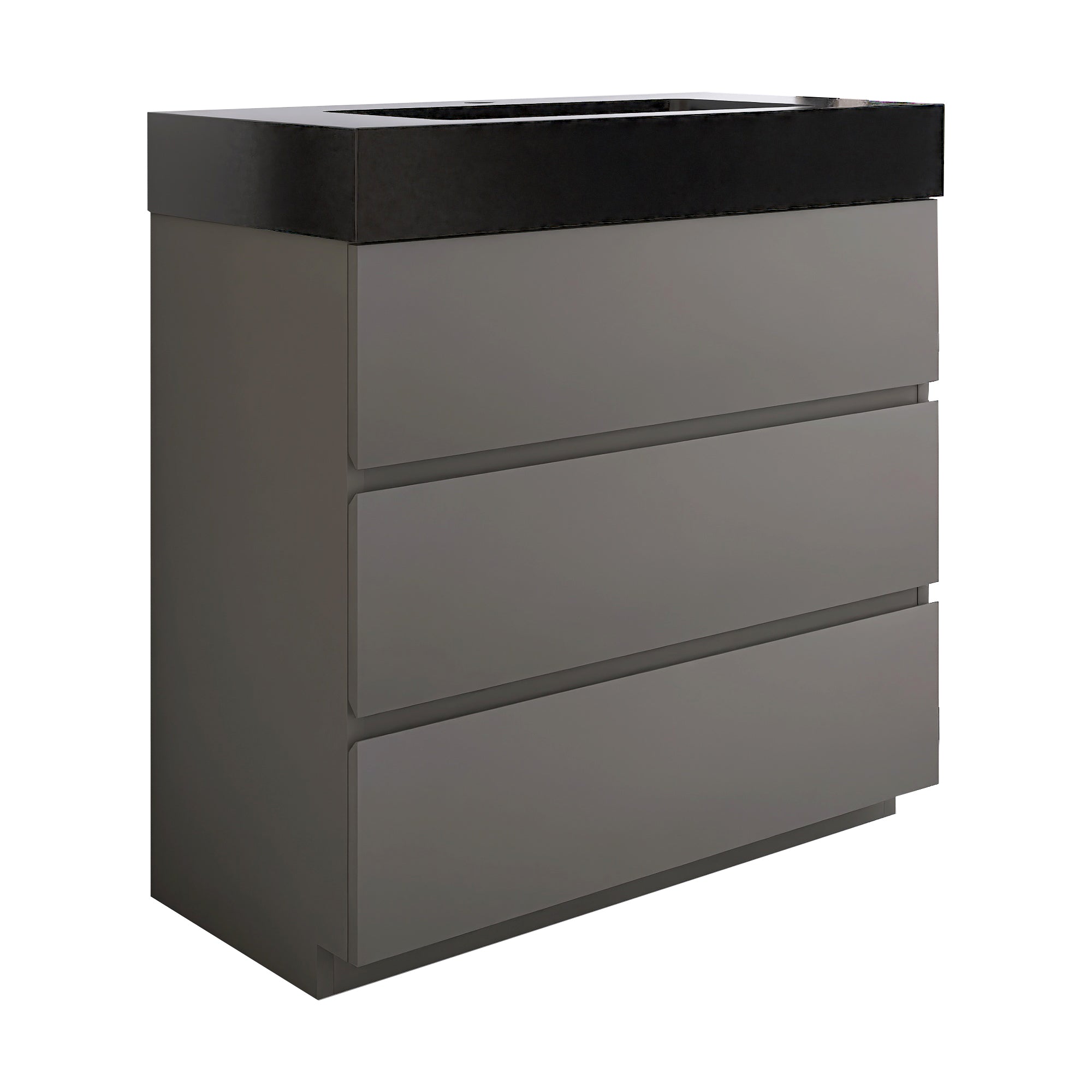 24"/30"/36" Freestanding Bathroom Vanity Set with Black Integrated Quartz Sand Sink