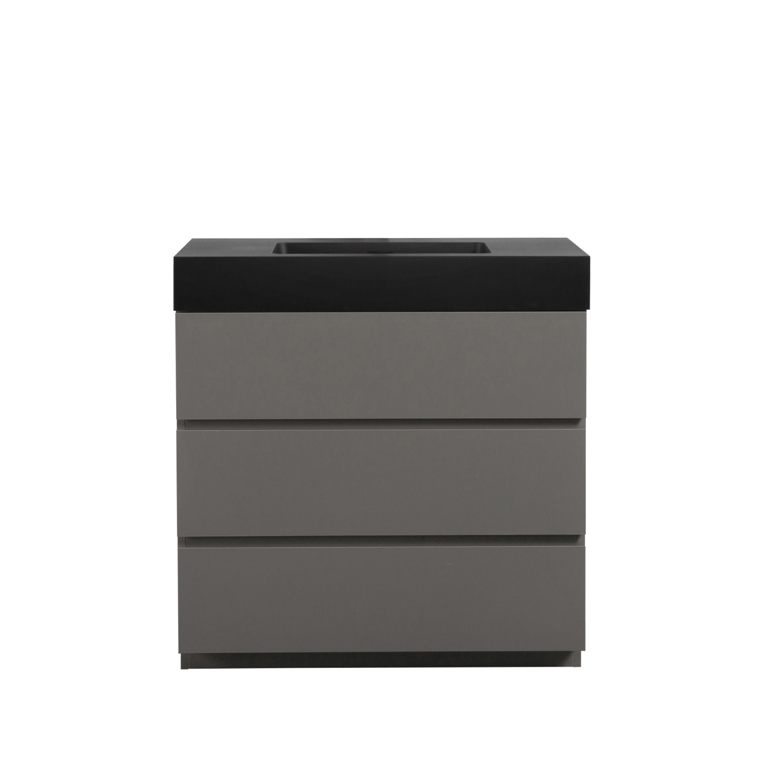 24"/30"/36" Freestanding Bathroom Vanity Set with Black Integrated Quartz Sand Sink