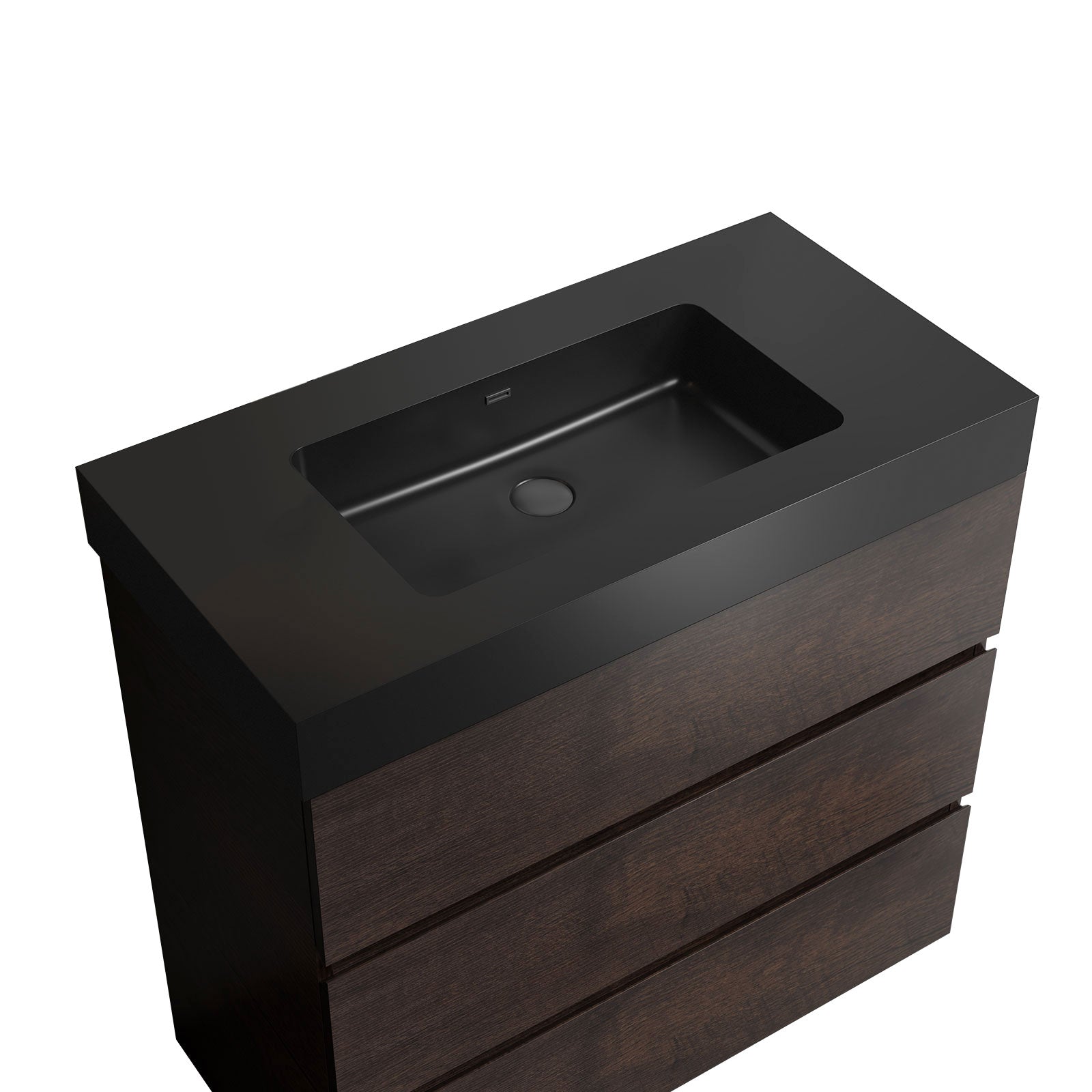 24"/30"/36" Freestanding Bathroom Vanity Set with Black Integrated Quartz Sand Sink