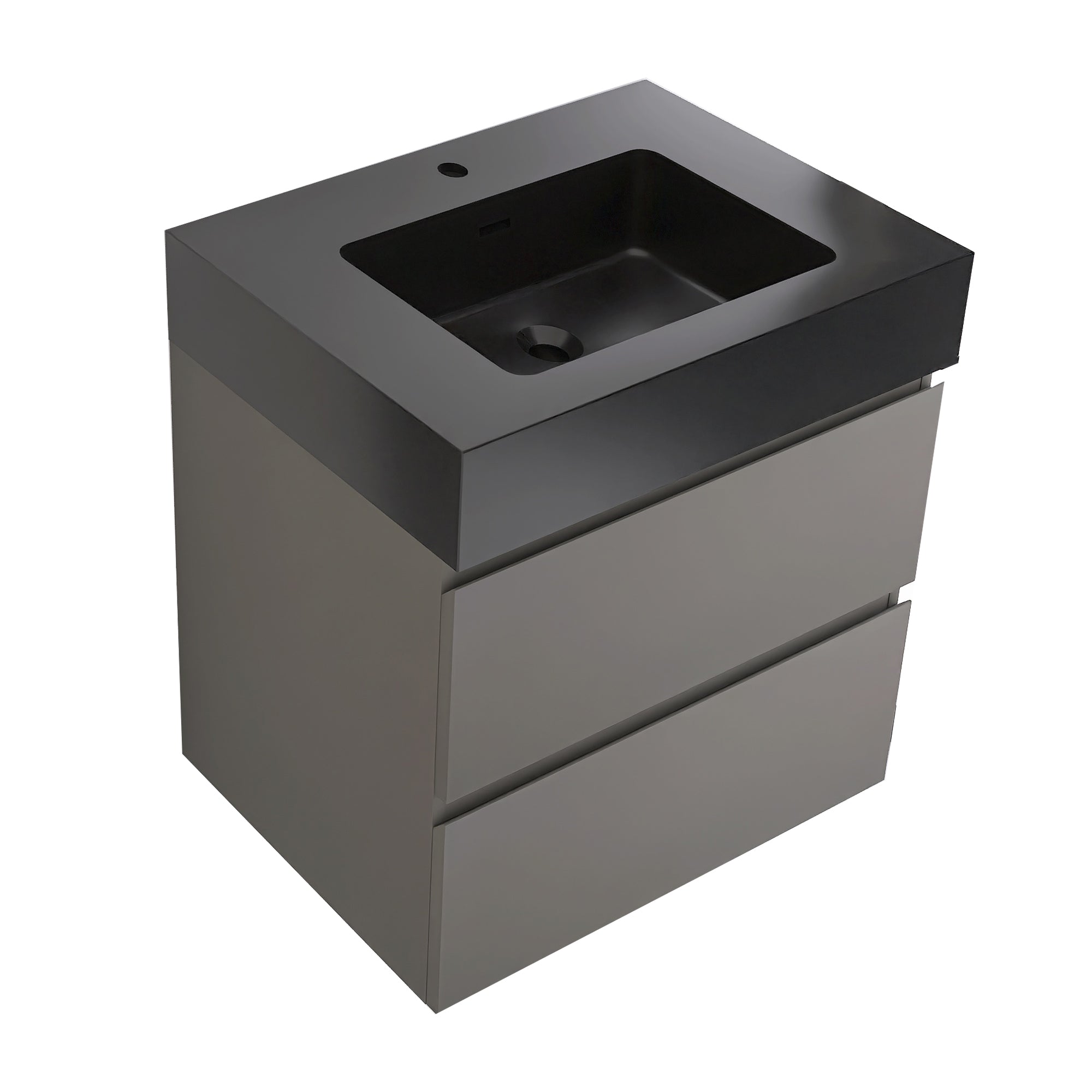 24"/30"/36" Wood Wall-Mounted Bathroom Vanity Set with Black Integrated Quartz Sand Sink