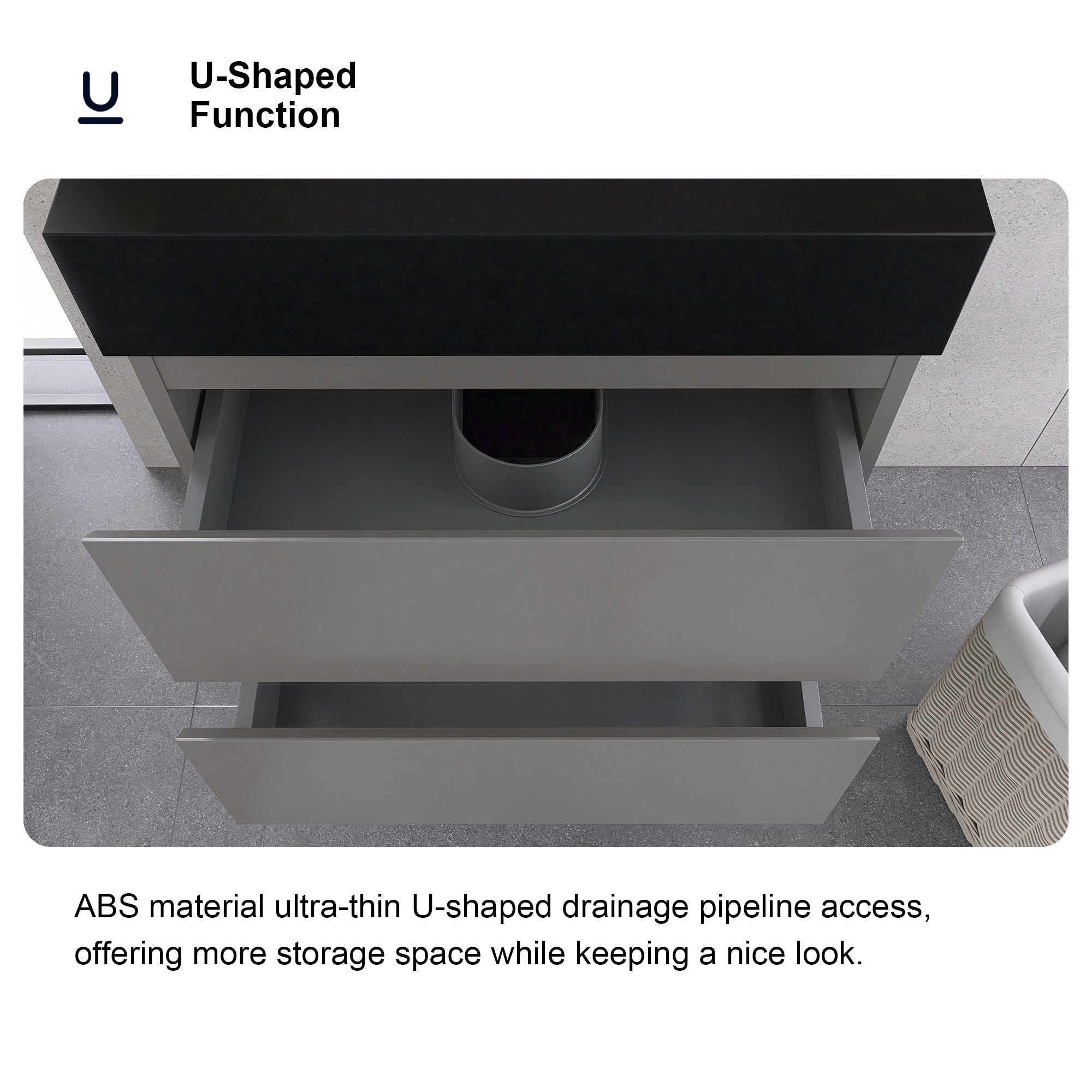 24"/30"/36" Wood Wall-Mounted Bathroom Vanity Set with Black Integrated Quartz Sand Sink