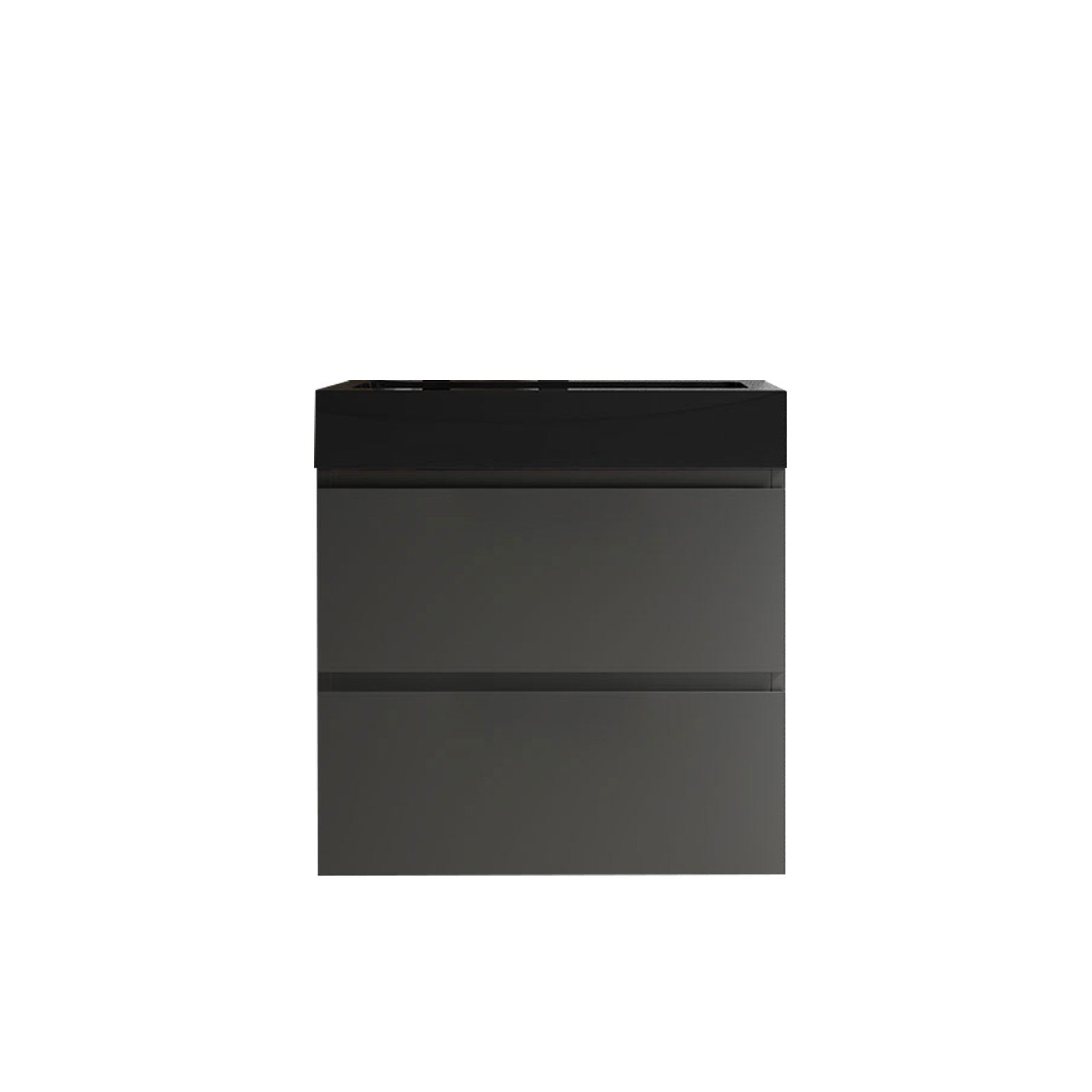 24"/30"/36" Wood Wall-Mounted Bathroom Vanity Set with Black Integrated Quartz Sand Sink