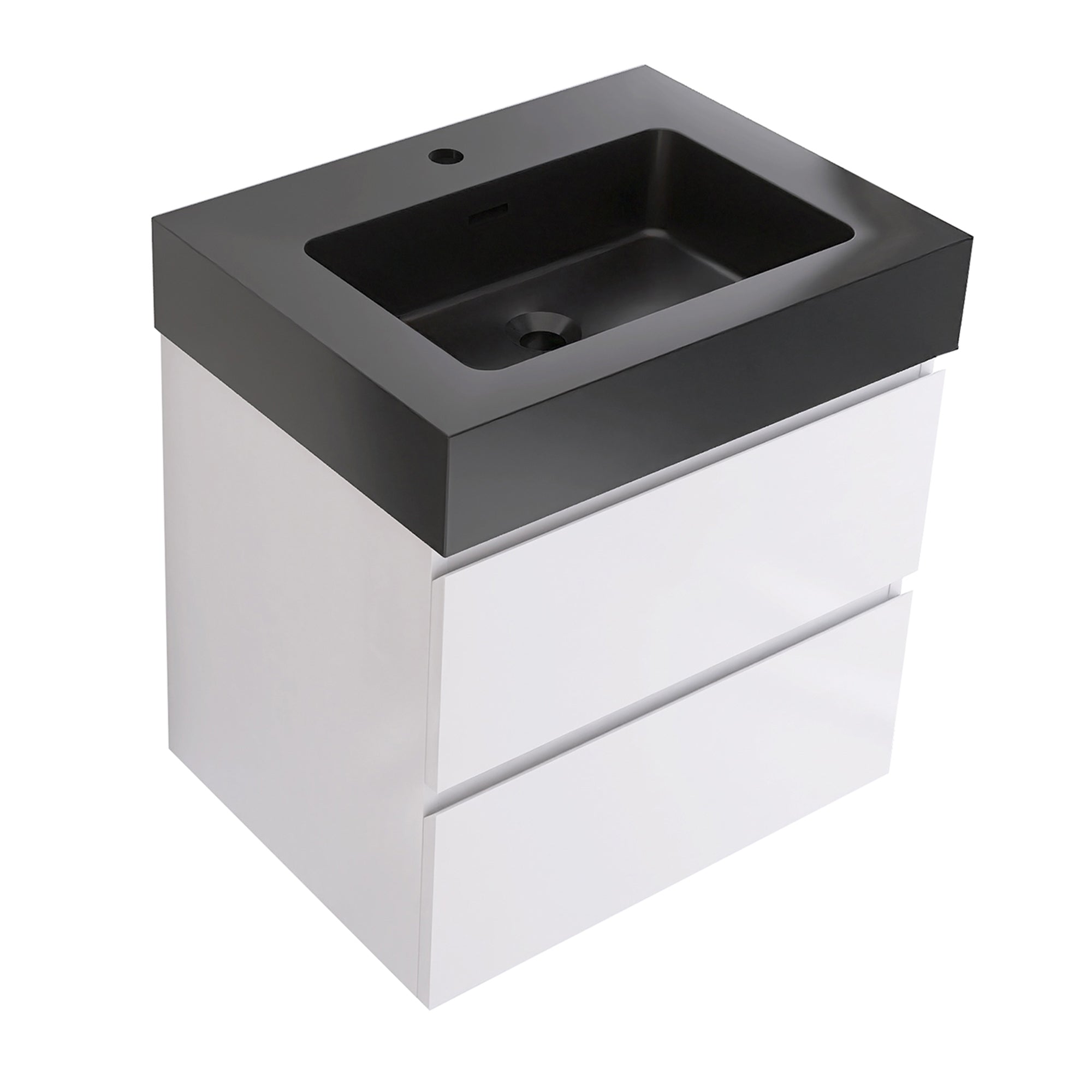 24"/30"/36" Wood Wall-Mounted Bathroom Vanity Set with Black Integrated Quartz Sand Sink
